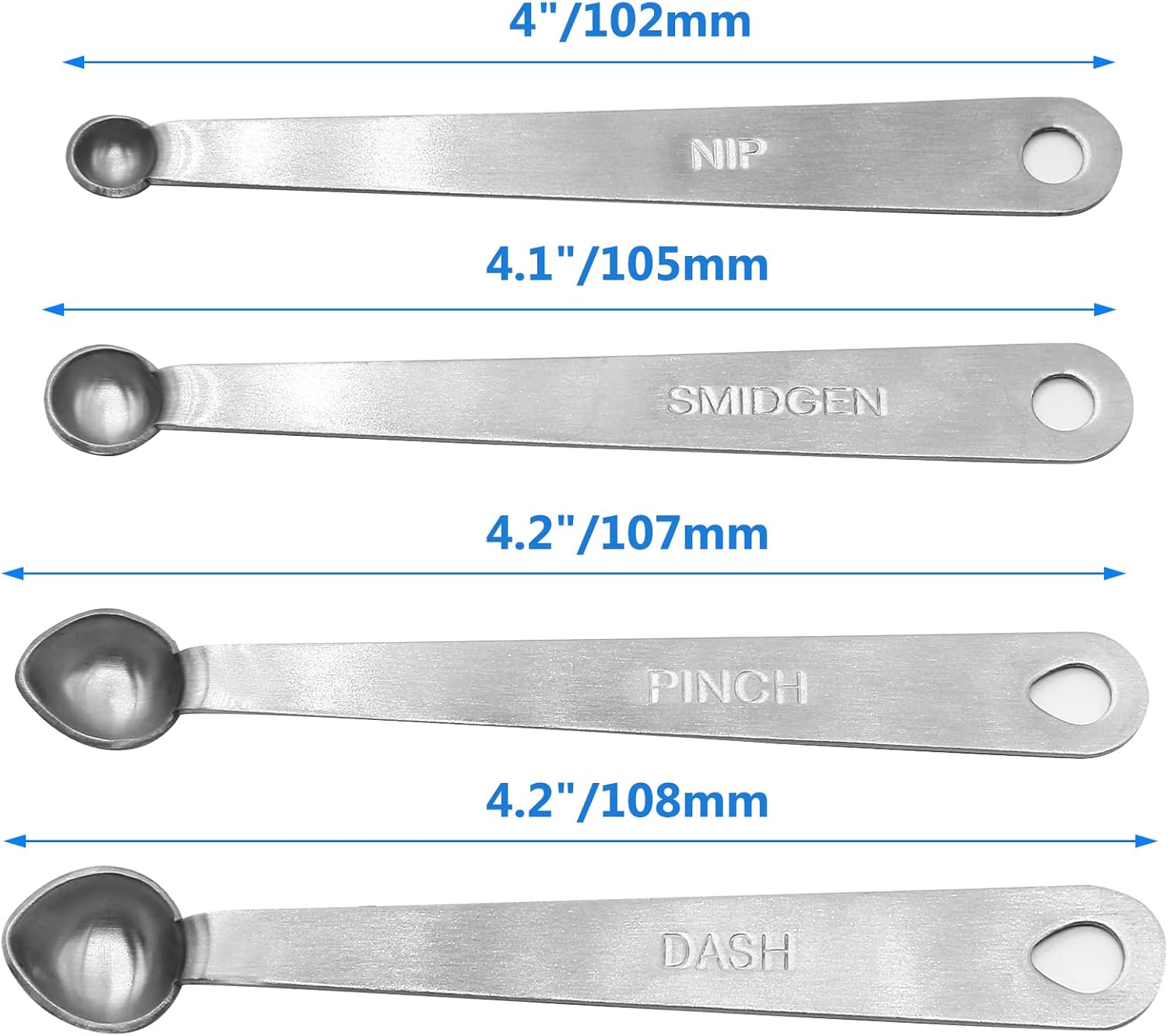 Juego de cucharas medidoras de acero inoxidable, mini cuchara medidora 164, 132, 116, 18, 14 cucharadita de metal cuchara medida para ingredientes