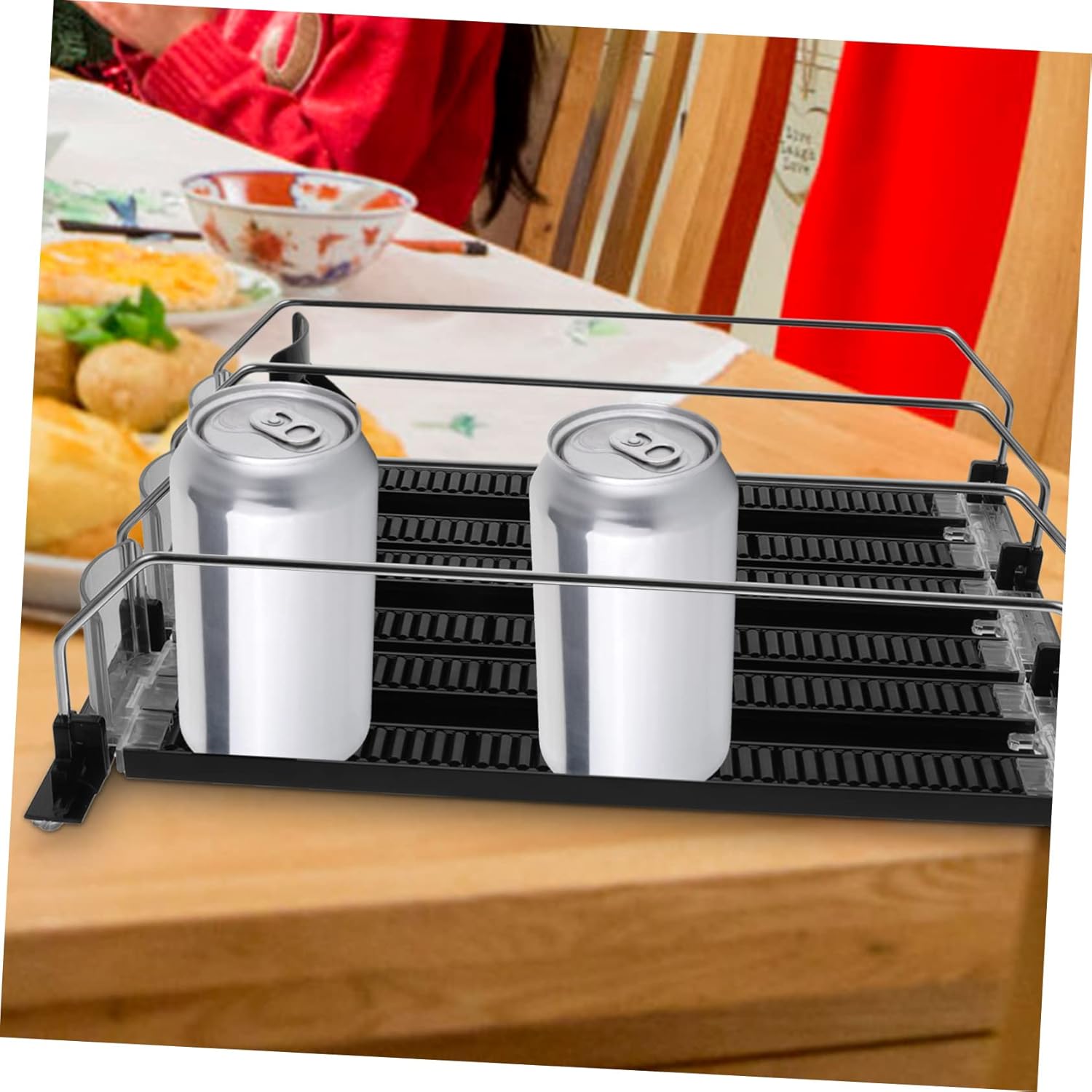 UPKOCH Dispensador automático de bebidas para nevera, mini refrigerador, organizador de botellas de agua para gabinete, empujador de bebidas,
