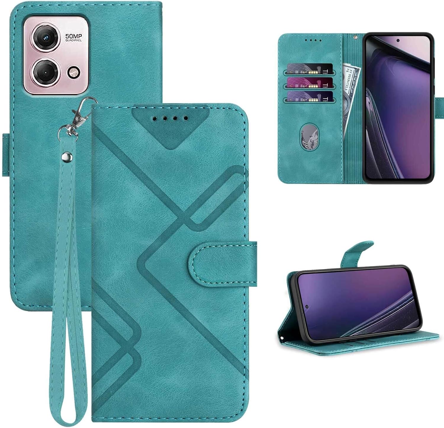 Funda protectora para Moto G Stylus 5G 2023 con función atril, correa de muñeca, cierre magnético, a prueba de golpes, para Moto G Stylus 5G 2023