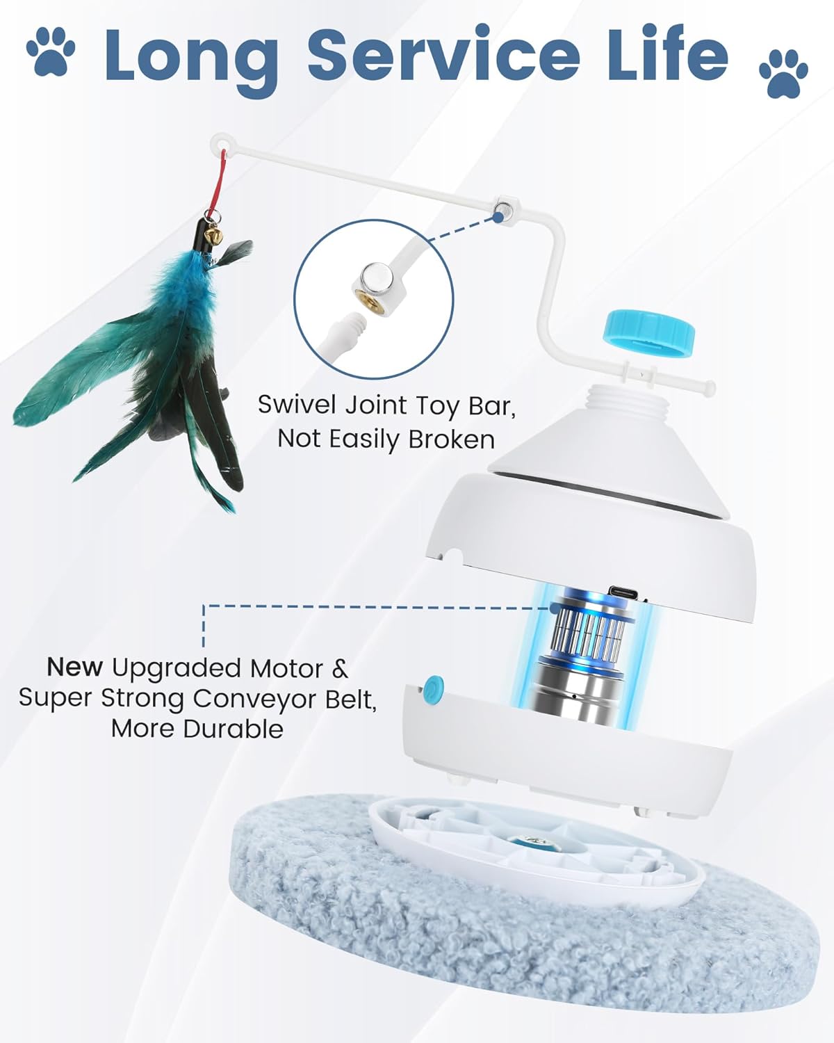 HAPPY HACHI Juguetes interactivos para gatos, 3 en 1, juguetes electrónicos de plumas para gatos, recargable por USB, juguete móvil automático,