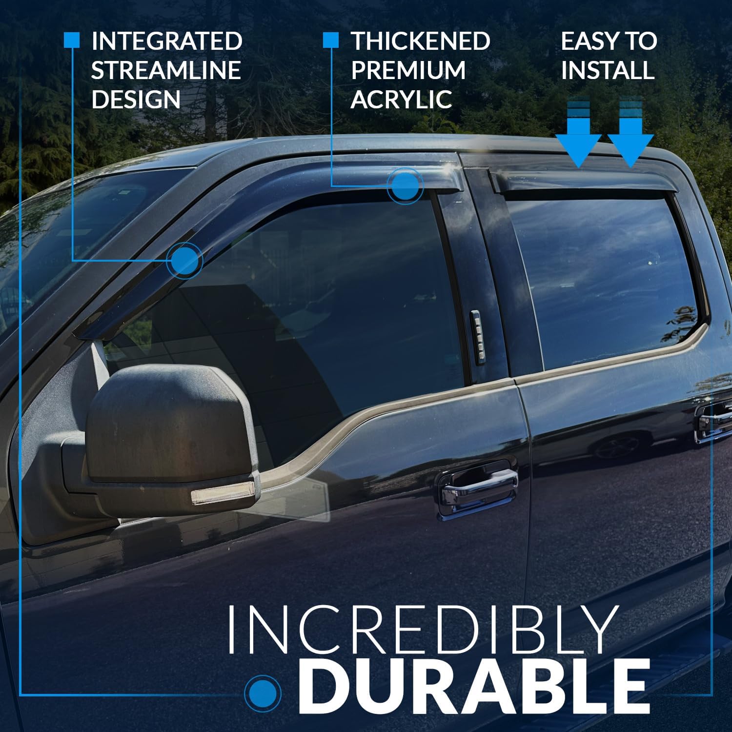 Protector de lluvia para ventana de automóvil  Viseras en el canal Deflectores de ventana lateral  Protectores de lluvia para visera de Windows