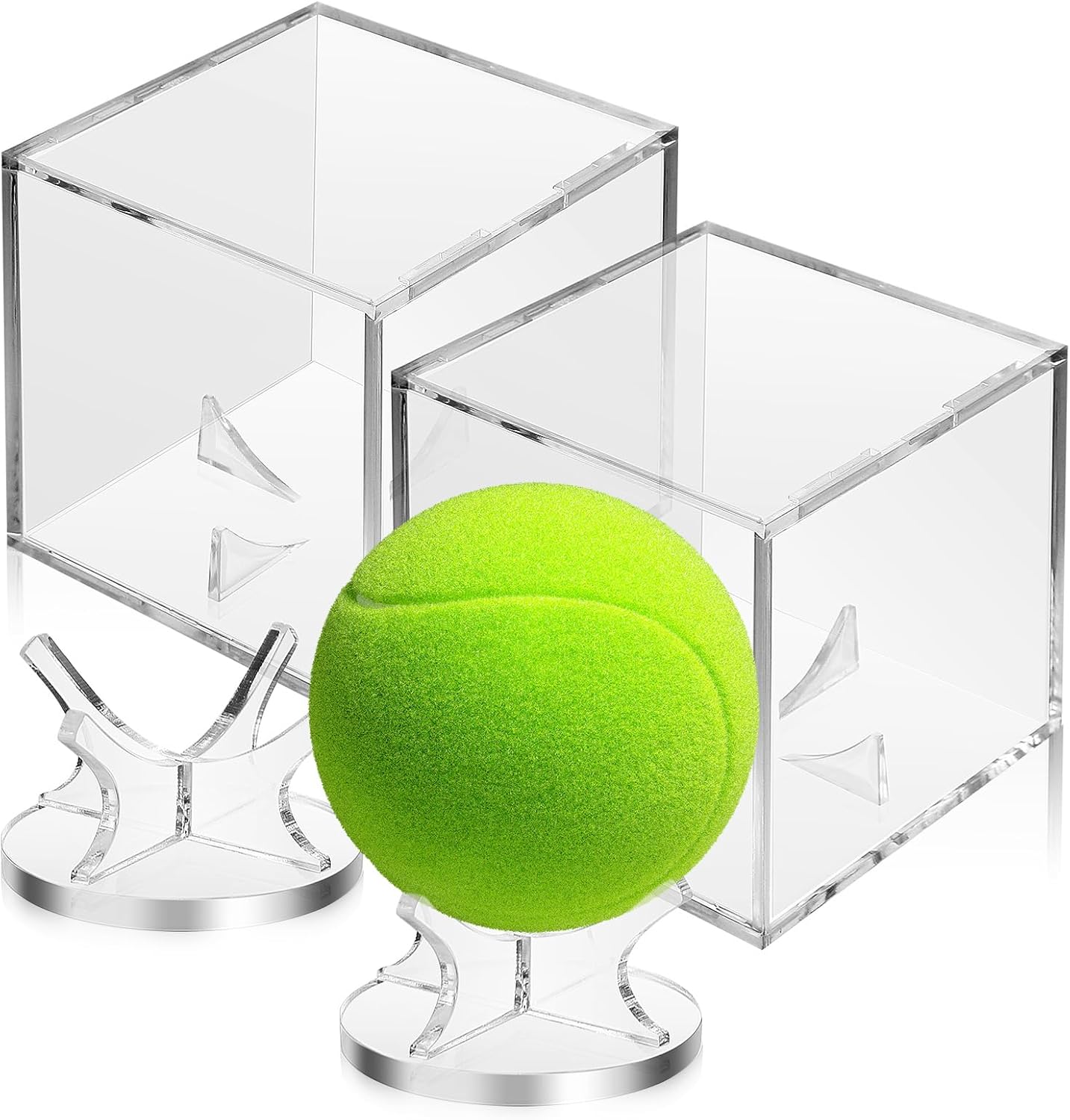 Kisangel 2 juegos de soporte de béisbol vitrina de pelota de golf exhibe acrílico vitrinas para recuerdos de béisbol, béisbol con autógrafo