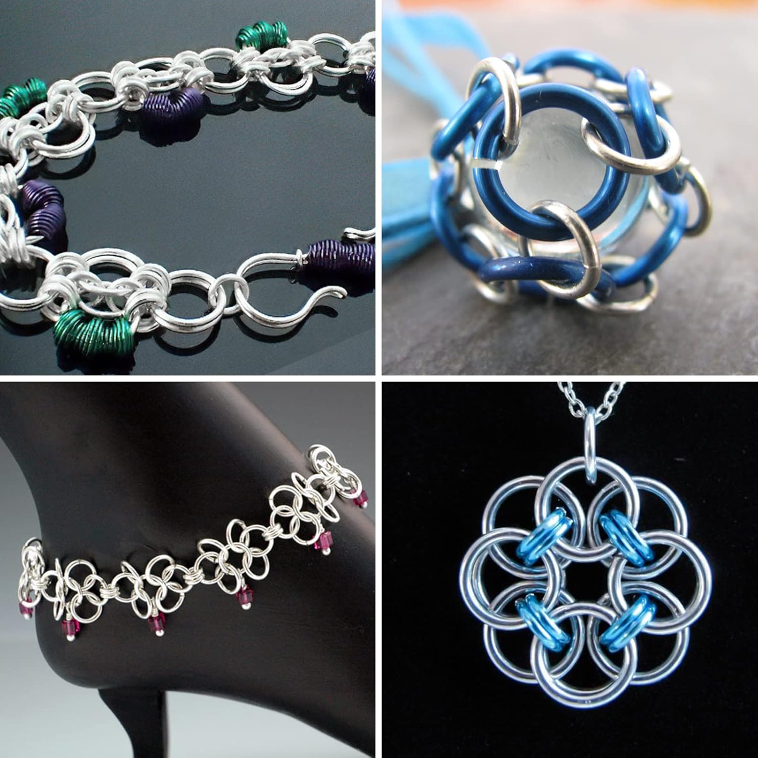 Uniclife Anillos de salto plateados de 0.315 pulgadas para hacer joyas, conectores de anillo individuales abiertos para llaveros y reparación de