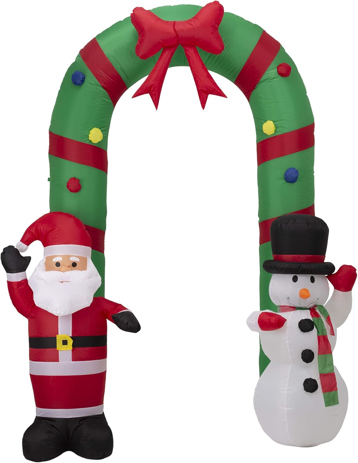 Decoración inflable de puerta de arco de Papá Noel y muñeco de nieve de 8 pies con luz LED para Navidad, fiesta, interior, exterior, patio, jardín,