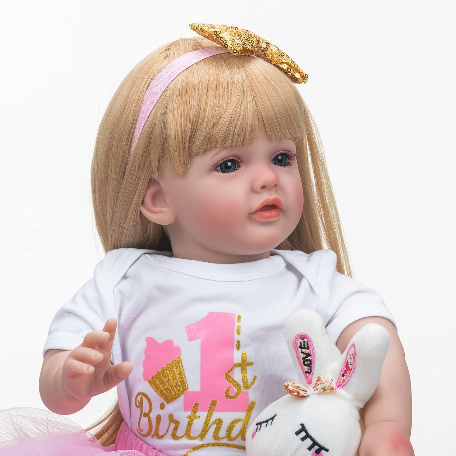 iCradle Muñeca Reborn Girl de 24 pulgadas, de silicona, realista, muñeca recién nacida, muñeca de bebé recién nacida, cuerpo de algodón suave, hecho