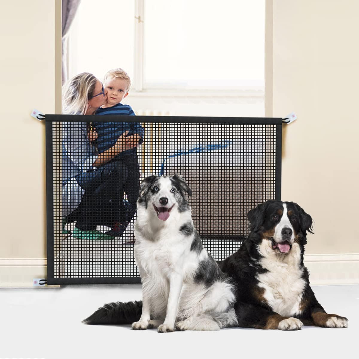 Puerta para perros para escaleras Puertas para mascotas para la casa Puerta de malla para perros para puertas, escaleras, seguridad interior de 29