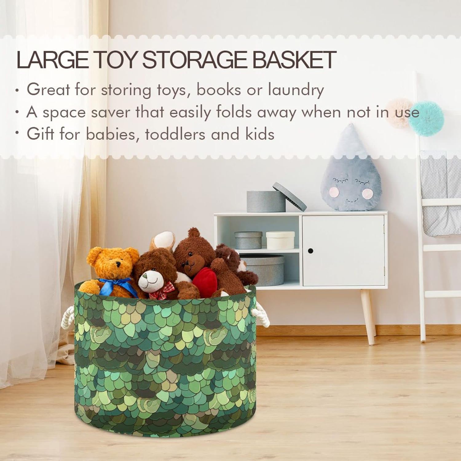 FRODOTGV Screened Snakeskin Texture storage basket collapsable and waterproof dirty clothes hamper circle with sturdy handle tubs essentials
