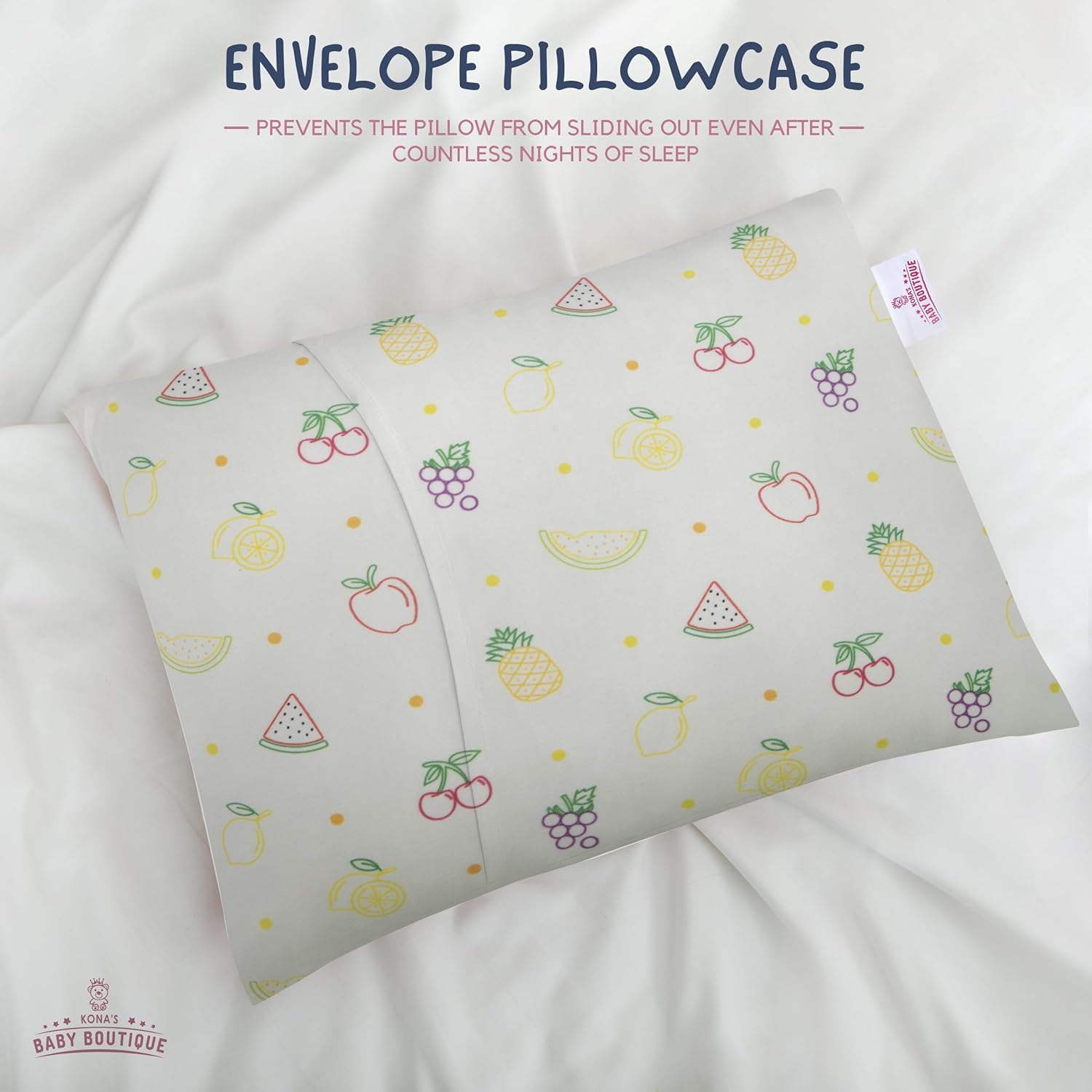 Yellow Fruits – Almohada perfecta para niños pequeños de Kona con la funda de almohada más suave para niños pequeños de 13 x 18 pulgadas, almohada