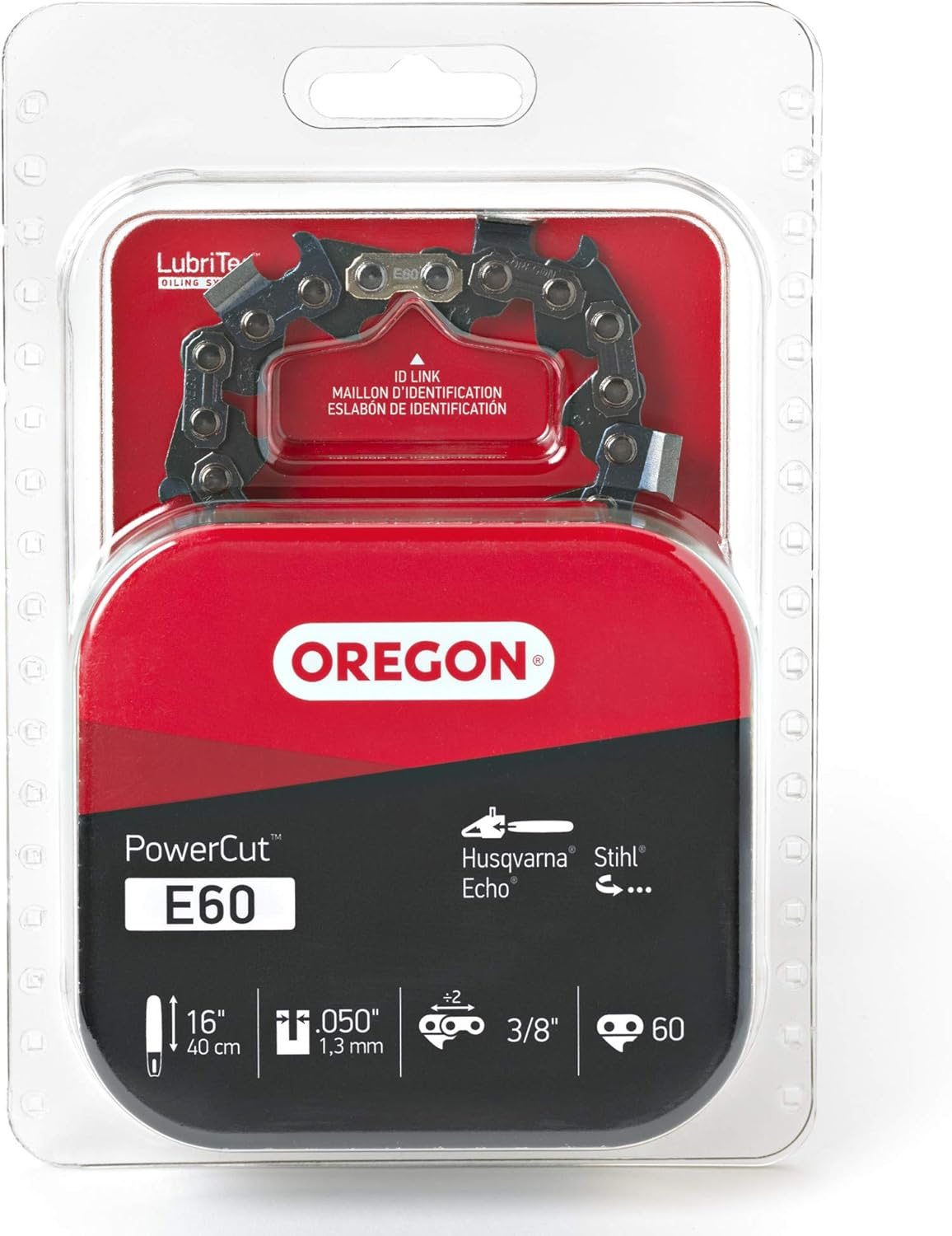 Oregon E60 PowerCut – Cadena de motosierra de 16 pulgadas, se adapta a Husqvarna, Stihl, Echo
