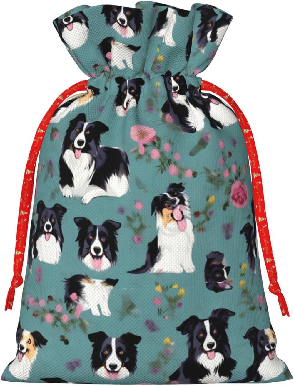 MyPiky Border Collie – Bolsas de regalo de Navidad con estampado floral, bolsas de regalo de 4.7 x 6.9 pulgadas, bolsa de almacenamiento pequeña
