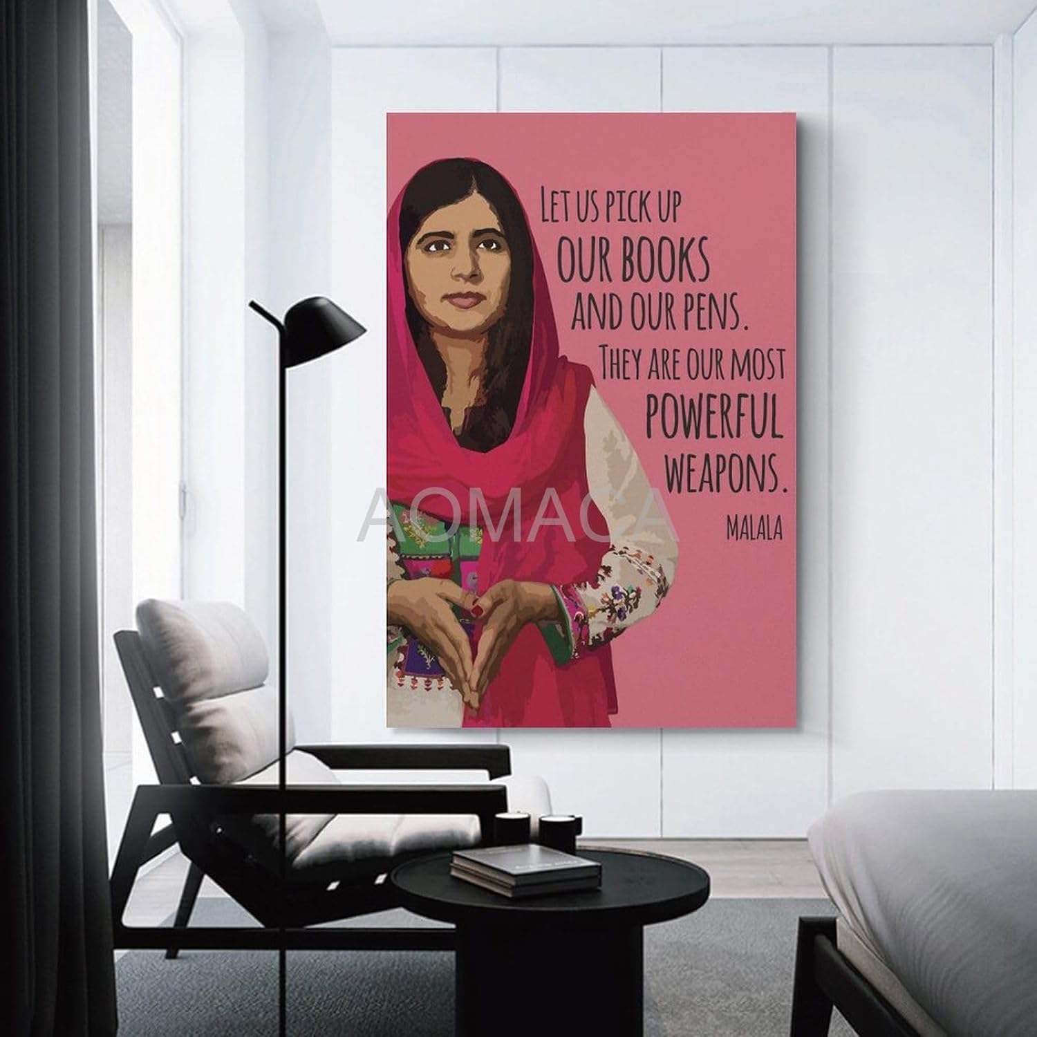 RCIDOS Póster de Malala Yousafzai con cita artística de Malala Yousafzai (14) pósteres e impresiones de pintura en lienzo para decoración de sala de