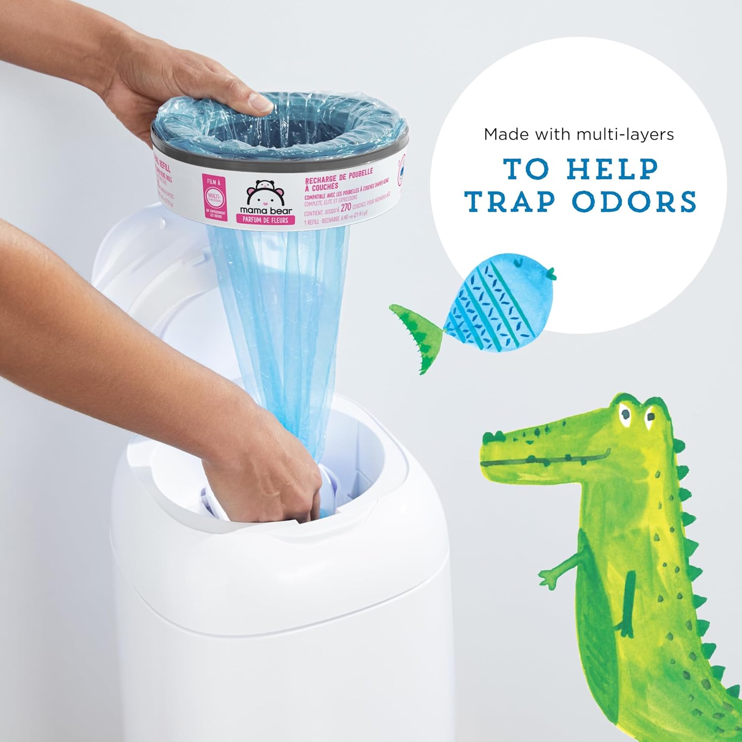 Marca Tienda  Mama Bear Blossoms – Recambios de cubo de pañales perfumados para cubos de Diaper Genie, 1080 unidades (4 paquetes de 270 unidades)