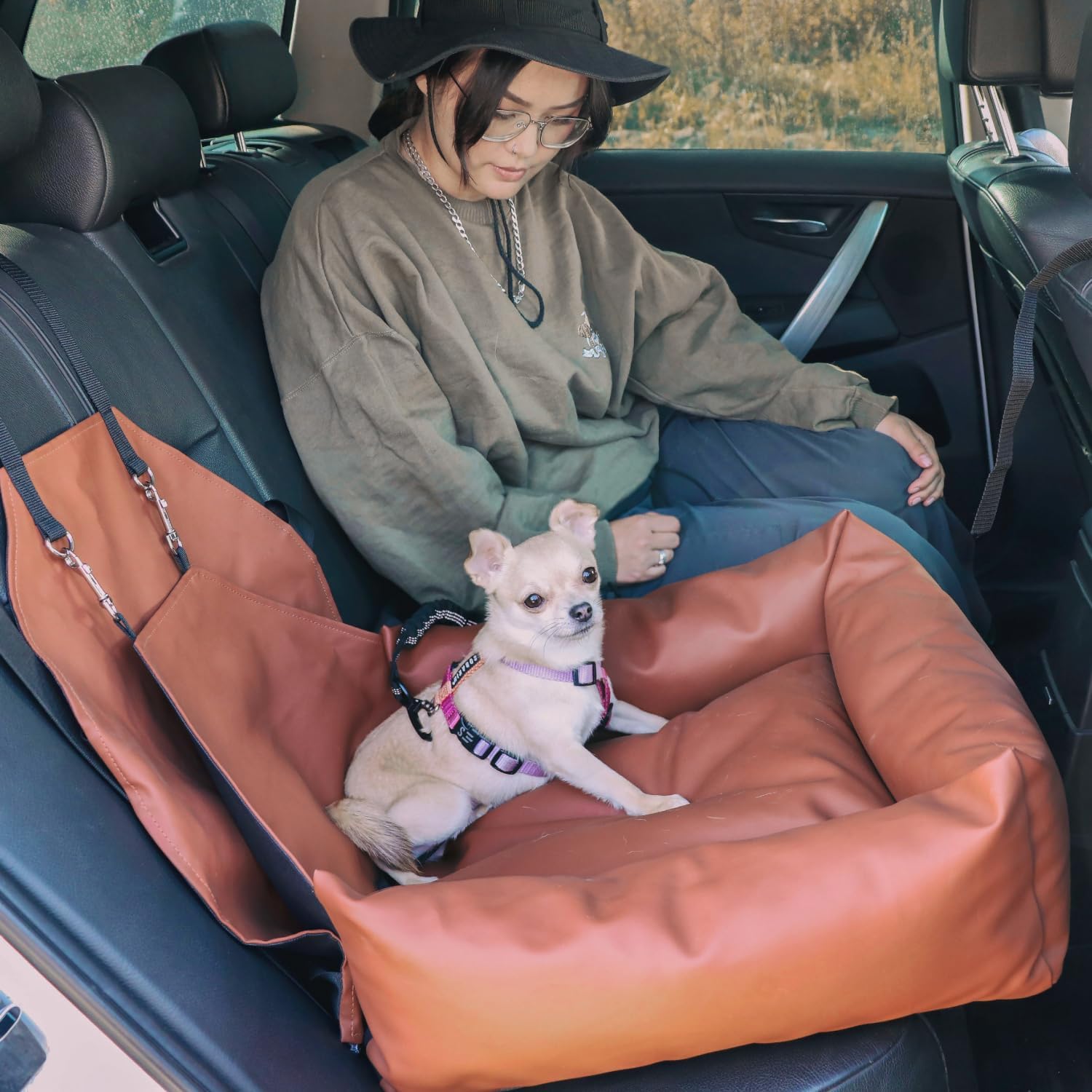 Asiento de automóvil para perros pequeños, asientos traseros de automóvil lavables para perros, asiento de cama de viaje, cama de viaje para perro,