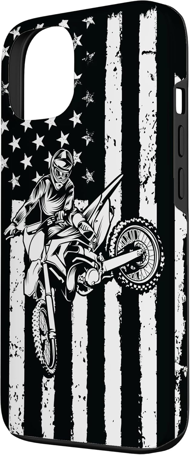 Funda de motocross para iPhone 13 con bandera de EE. UU