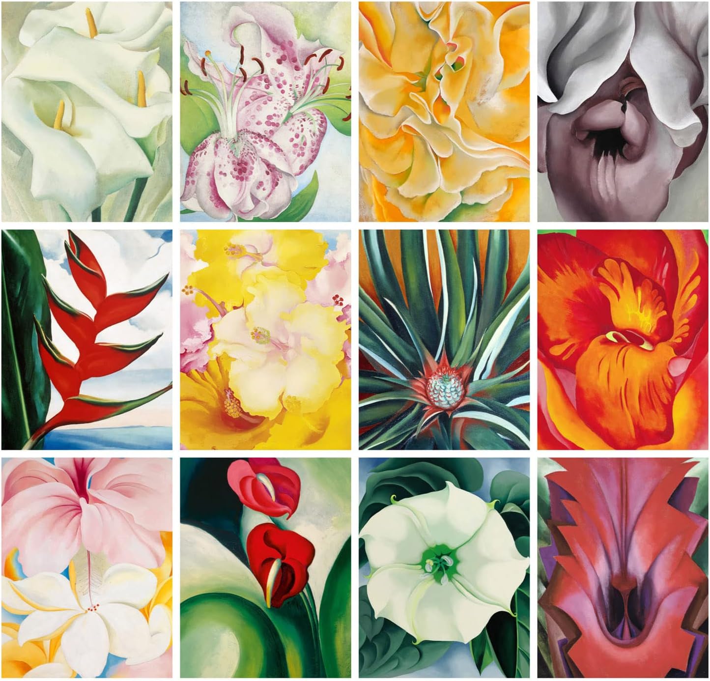 Georgia O Keeffe – Calendario de pared 2023 13 páginas de 8 x 12 pulgadas, diseño de flores silvestres vintage retro