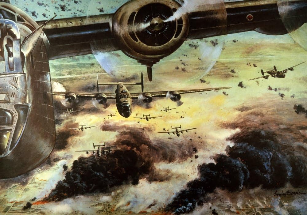 Wwii B-24 Air Raid 1944 Nthe Raid por bombarderos estadounidenses B-24 en las refinerías petroleras en Ploesti Rumania 31 de mayo de 1944 Pintura