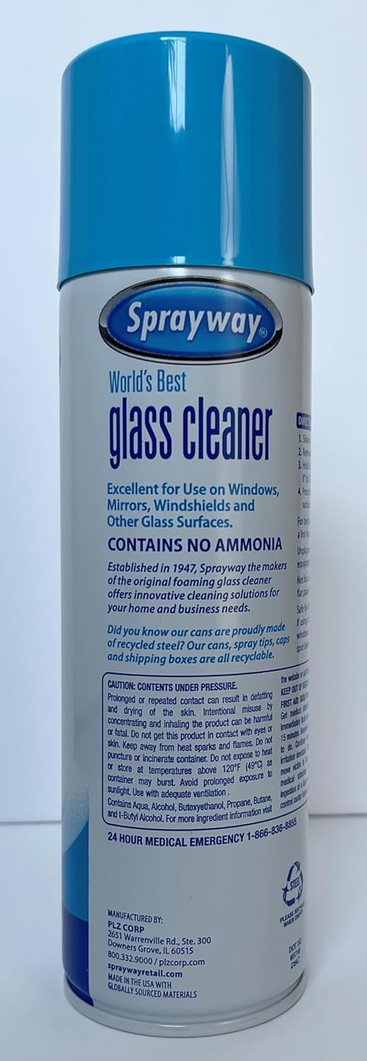 Scrubbing Bubbles – Lucha contra la suciedad de baño, aroma Rainshower, paquete de 4 latas de 25 onzas y limpiador de vidrio en aerosol, 4 latas de