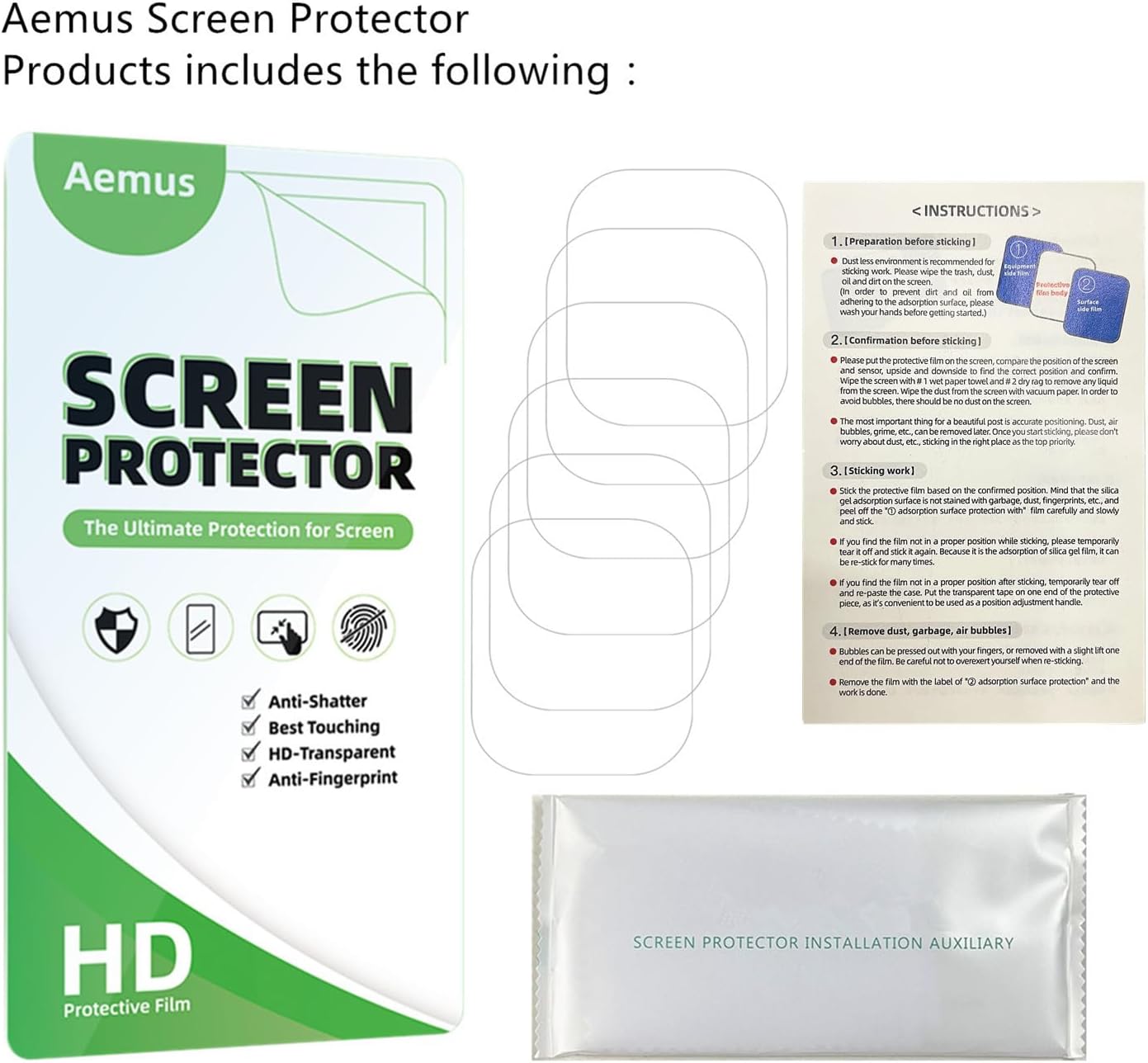 Protector de pantalla compatible con AMAZTIM M2 (paquete de 6) Película transparente PET de cobertura completa compatible con KOSPET M2 1.85″ Smart