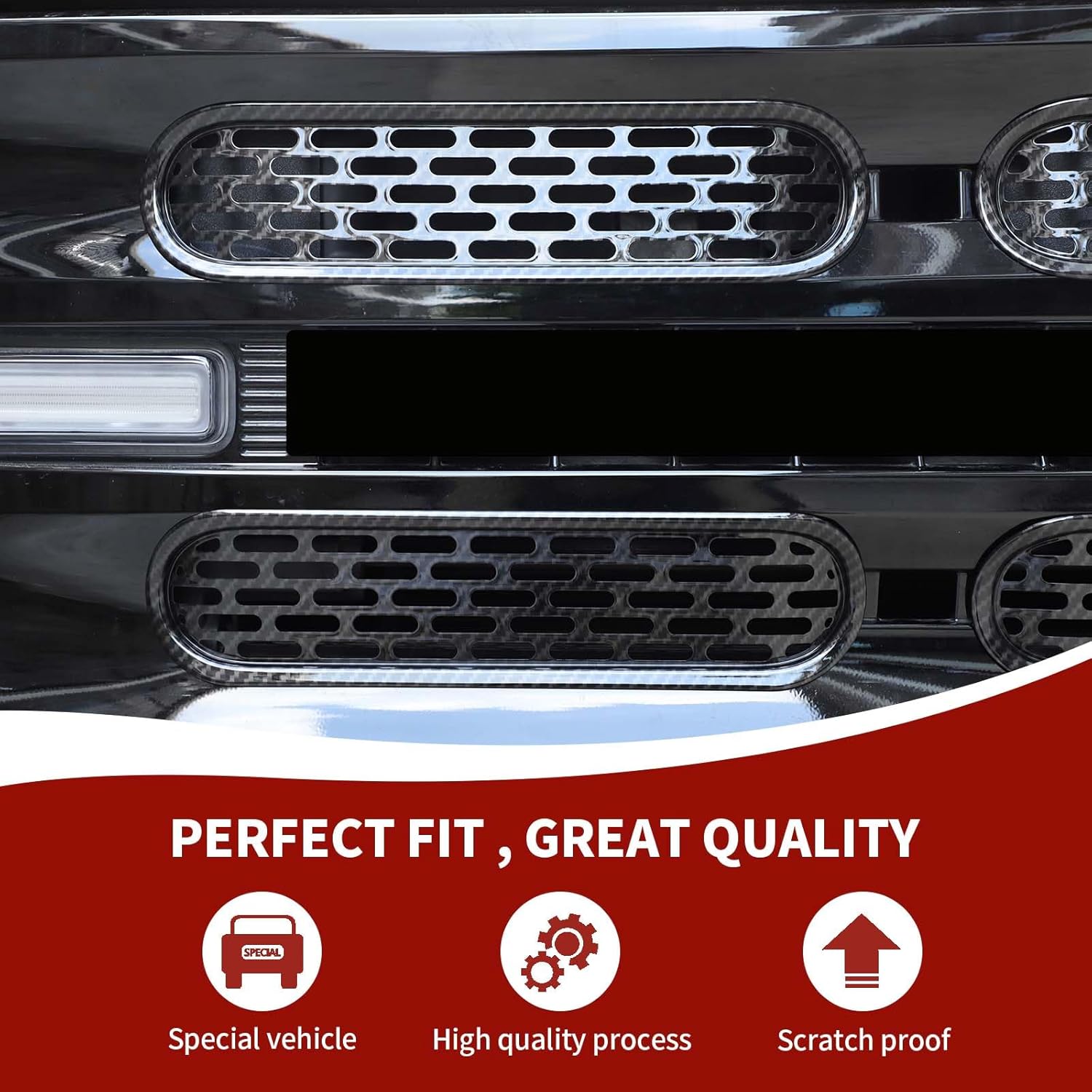 Para insertos de parrilla Bronco, 6 piezas de cubierta protectora de malla de rejilla frontal con clip compatible con accesorios exteriores Ford