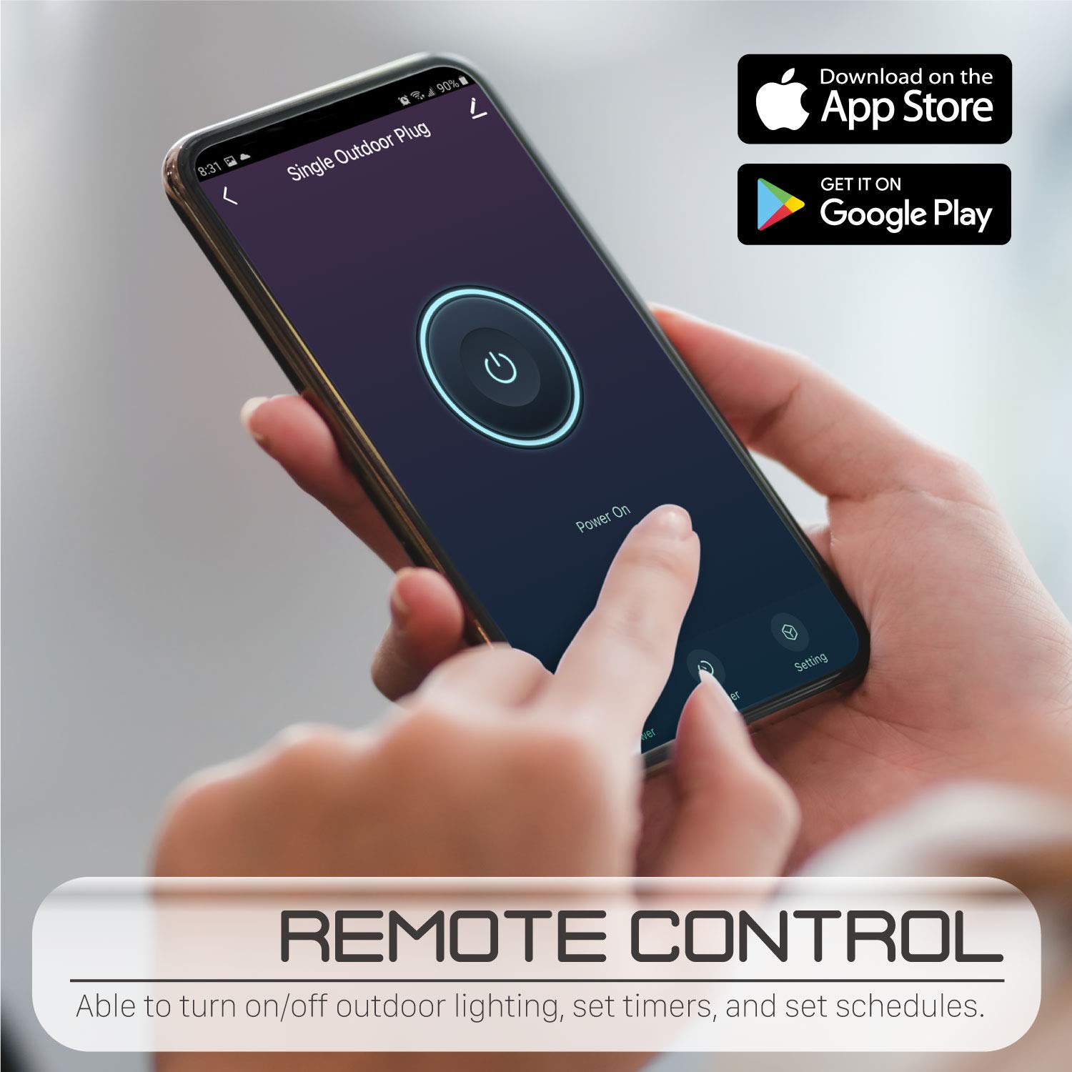 Toma de temporizador Wi-Fi para exteriores, con certificación ETL de 125 VAC15 A, monitor remoto inteligente WiFi para exteriores, resistente a la