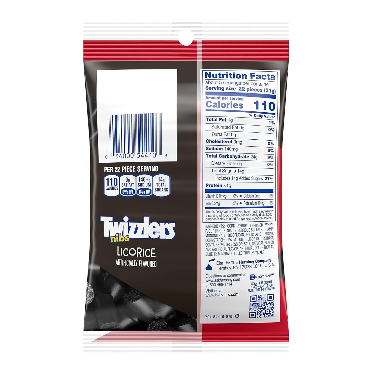 Twizzlers Nibs – Caramelos masticables con sabor a regaliz  Bocadillo bajo en grasa  Bolsas de 6 onzas  Paquete de 3  Diversión para comer y