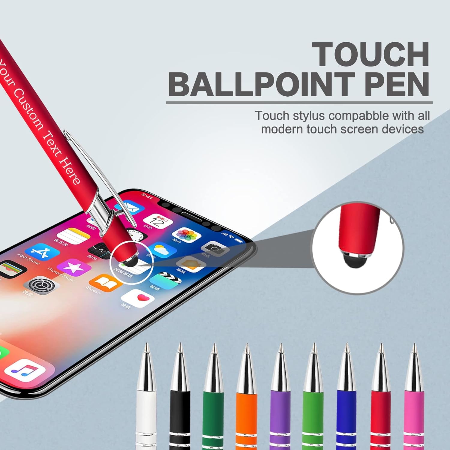 Bolígrafos personalizados con nombre a granel, juego de bolígrafos personalizados, lápiz capacitivo grabado, logotipo, texto, regalo para negocios,