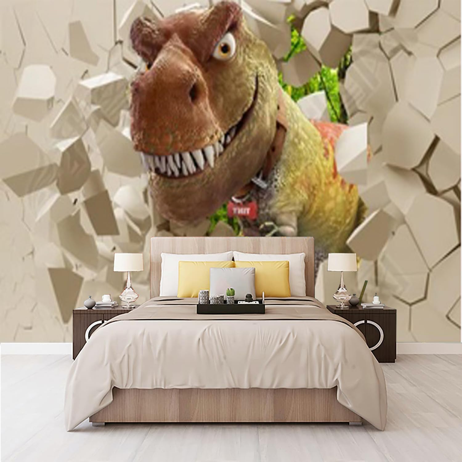 Papel tapiz autoadhesivo de tamaño personalizado, diseño de animales, tigre, león, dinosaurio, 3D, despegar y pegar, calcomanías de pared grandes