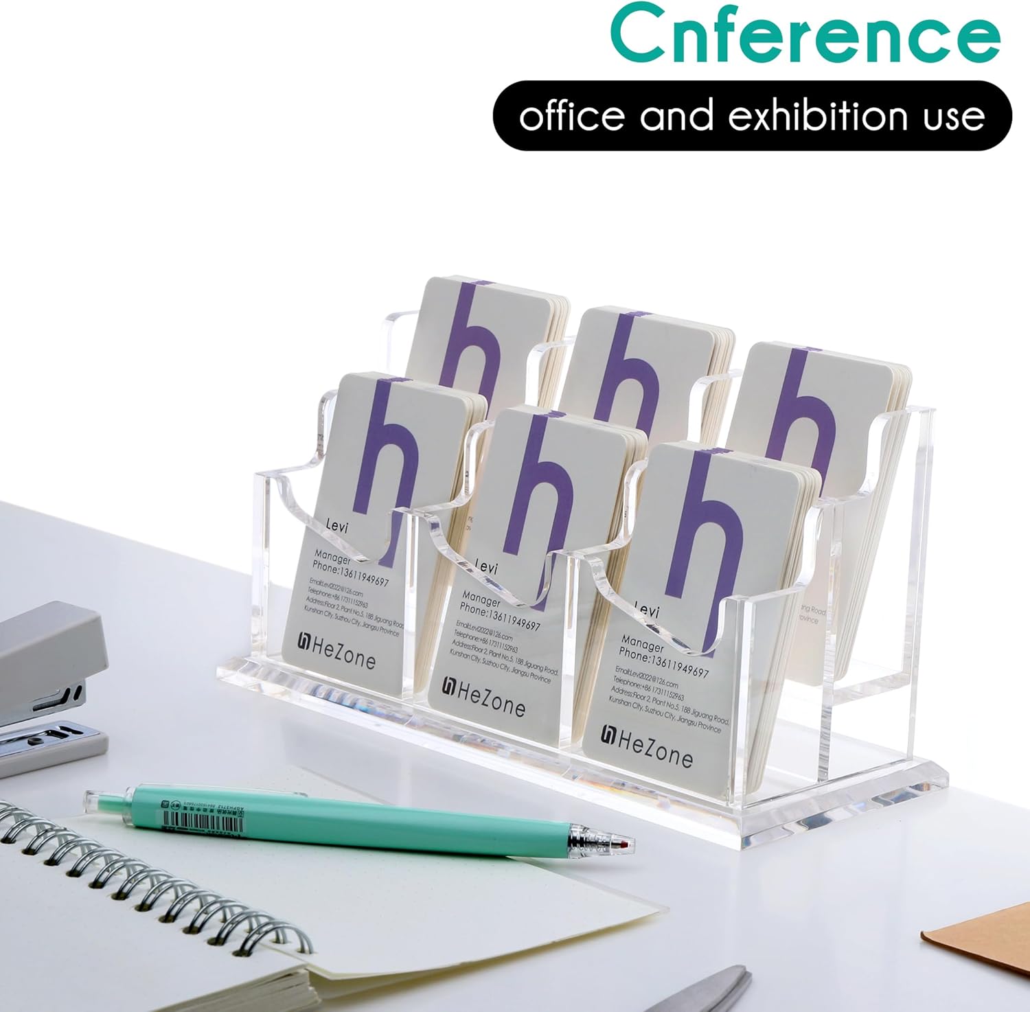 Tarjetero vertical, pantalla para tarjetas de visita para escritorio, 6 ranuras, soporte para tarjetas para mujeres y hombres (6 ranuras verticales)