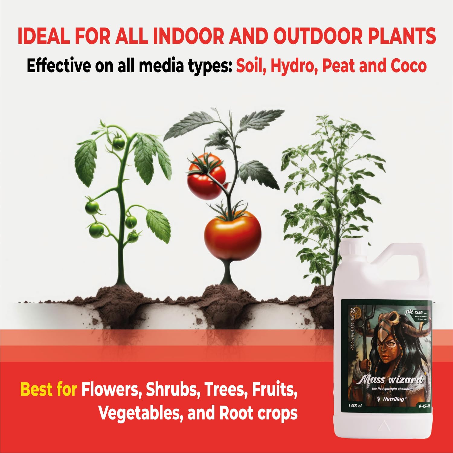 Fertilizante Bloom Booster como nutrientes hidropónicos. Utilízalo en suelo e hidroponía general – Mass Wizard 0-15-16 – Fertilizantes de fósforo y
