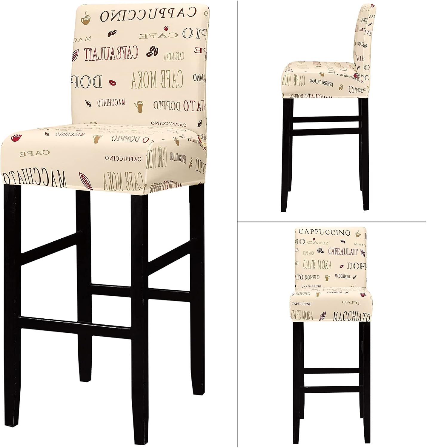 Lellen Funda para taburete de silla de bar jacquard  Paquete de 4 fundas elásticas para silla de comedor giratoria corta, sillas laterales de altura