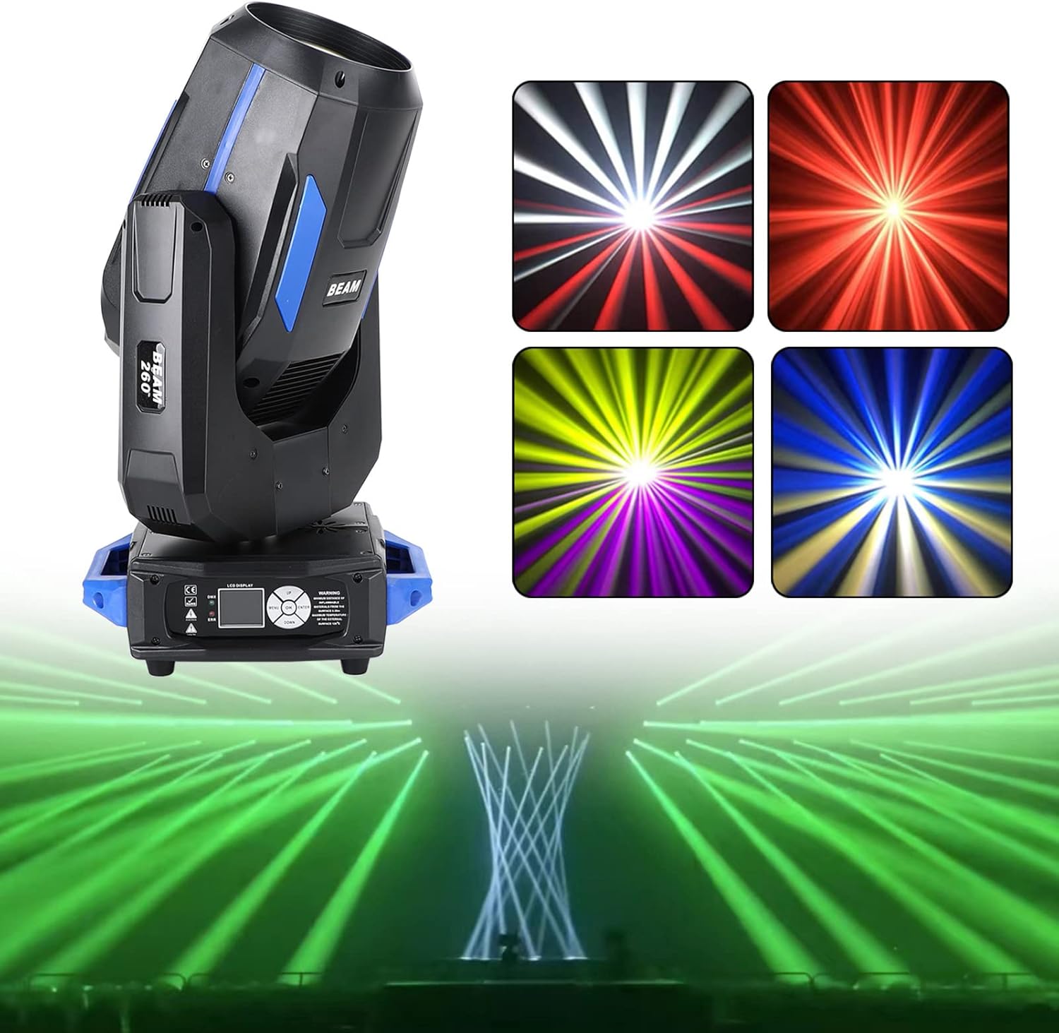Topteng Cabezal móvil de luz de 260 W, efecto arcoíris, luces de DJ, cabeza móvil, 260 W, 10R, luz de haz de cabeza móvil Sharpy 3 en 1, iluminación