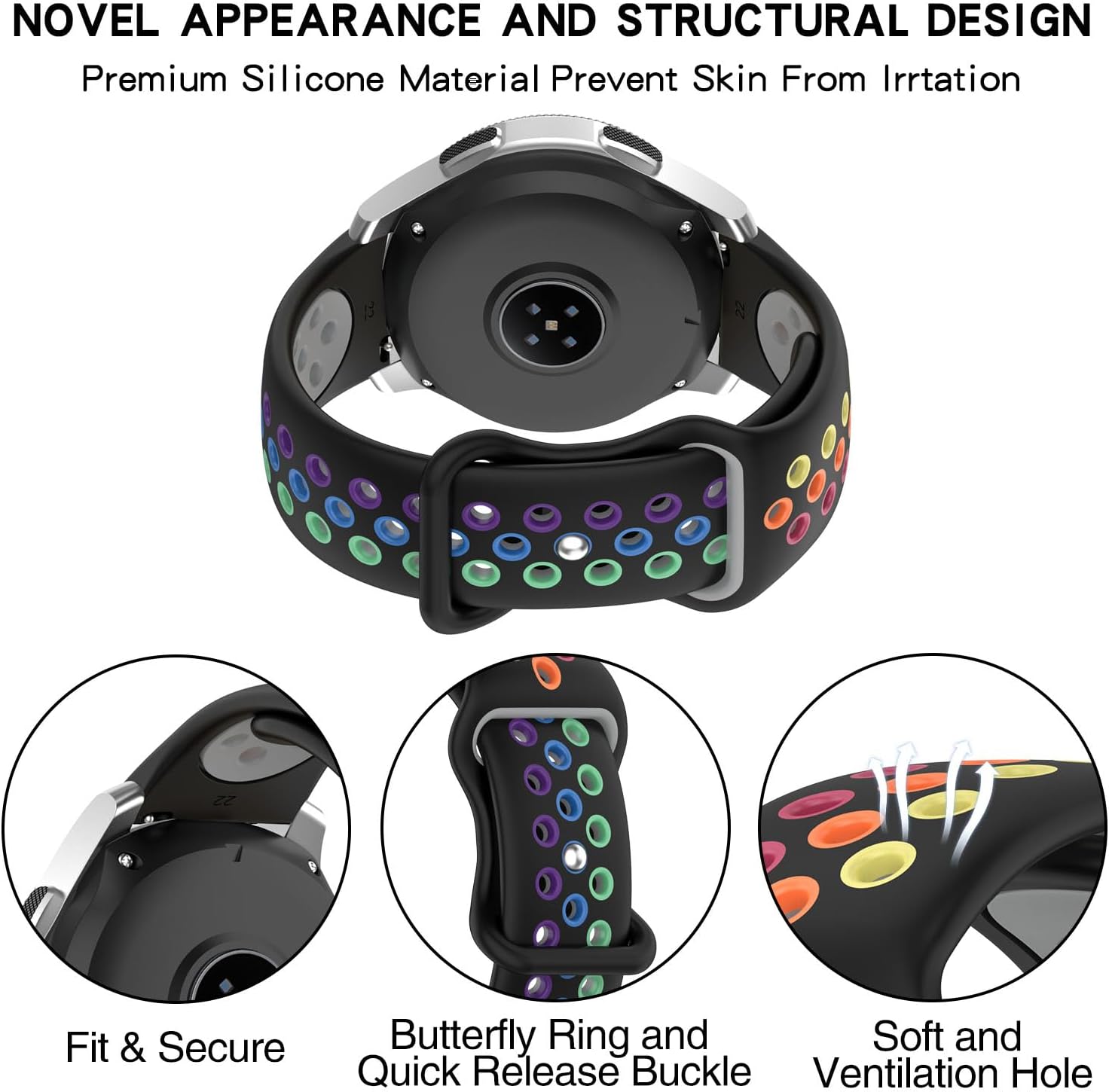 Correas de 0.866 pulgadas compatibles con Samsung Galaxy Watch 3 de 1.772 pulgadasGear S3 Frontier ClassicGarmin Forerunner 935945Vivoactive 4 de