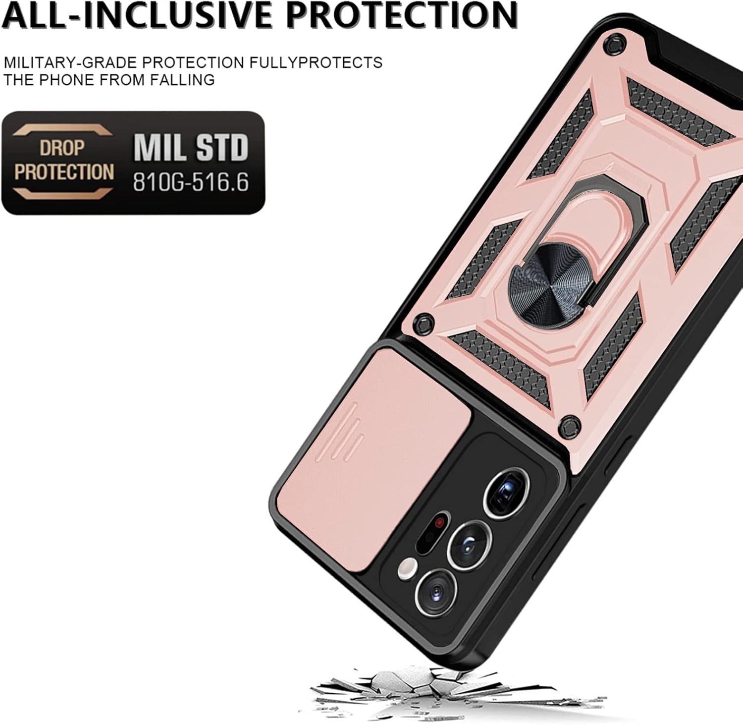 Funda de teléfono para Samsung Galaxy Note 20 Ultra Glaxay Note20 Plus 5G con cubierta de cámara y protector de pantalla de vidrio templado, soporte