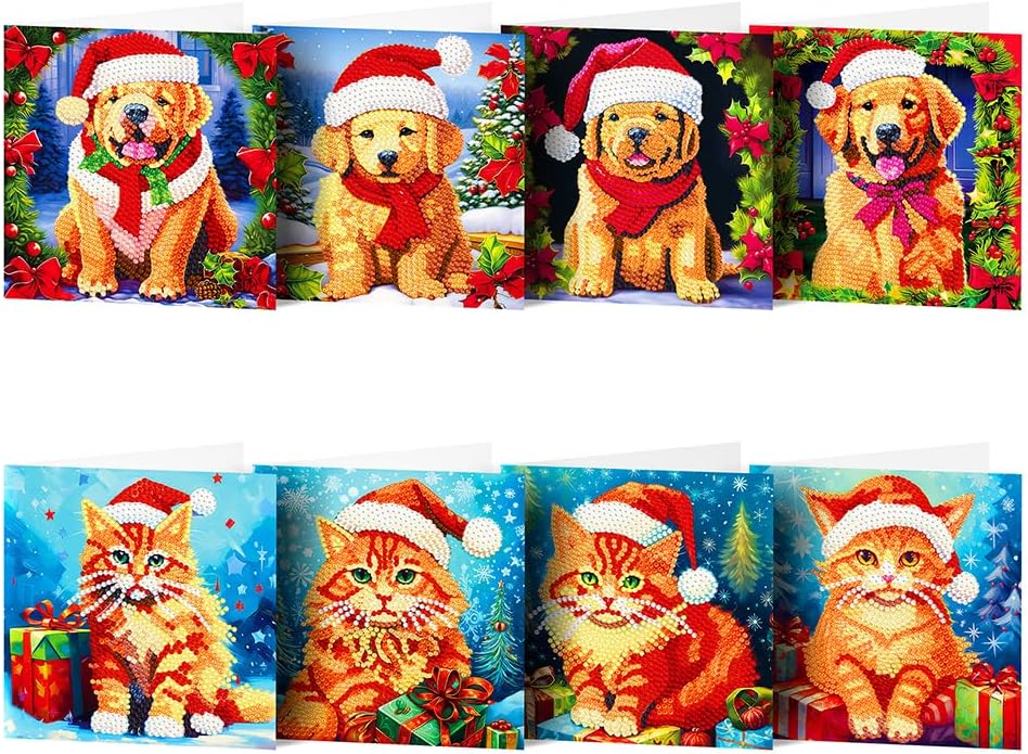 AZURAOKEY 812PCS Tarjeta de taladro de pintura de diamante de Navidad Tarjeta de felicitación Dibujo de diamante Tarjeta de vacaciones Tarjeta de