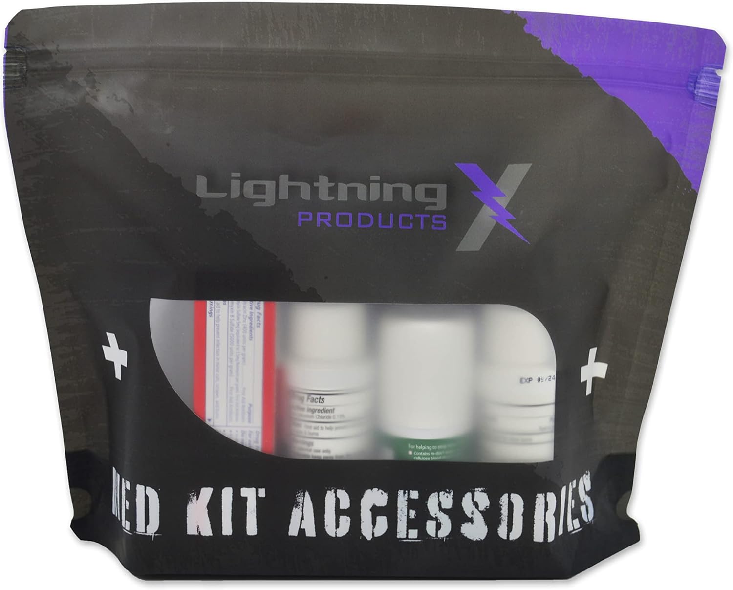 Lightning X MED POD paquete de recambio de tópicos y medicamentos para botiquín de primeros auxilios, incluye parada de sangre, apósito para