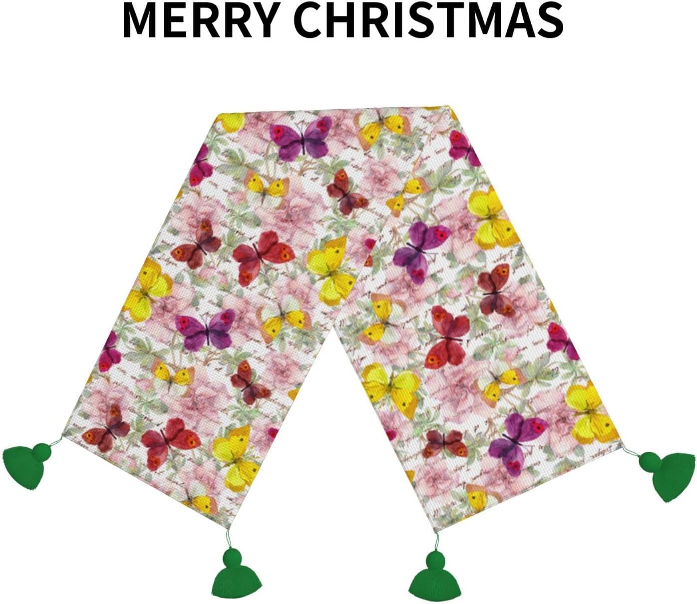 Flowers Butterflies Christmas Table Runner Dining Table Decor Christmas Decorations Indoor Home Decor Christmas Table Runners Xmas Navidad