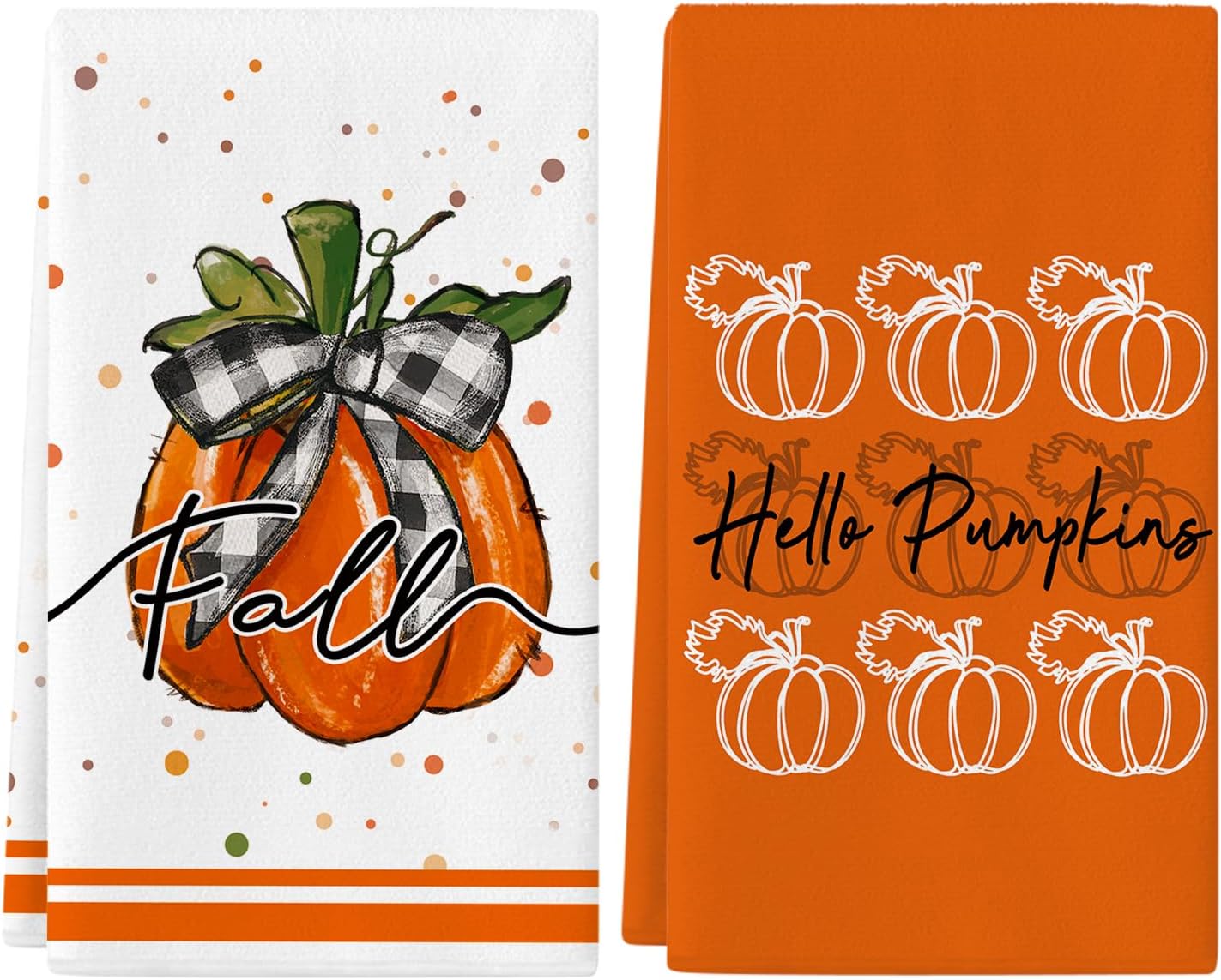 Siilues Toallas de cocina de otoño de 18 x 26 pulgadas, decoración de otoño de Hello Pumpkin para el hogar, paños de cocina de temporada,