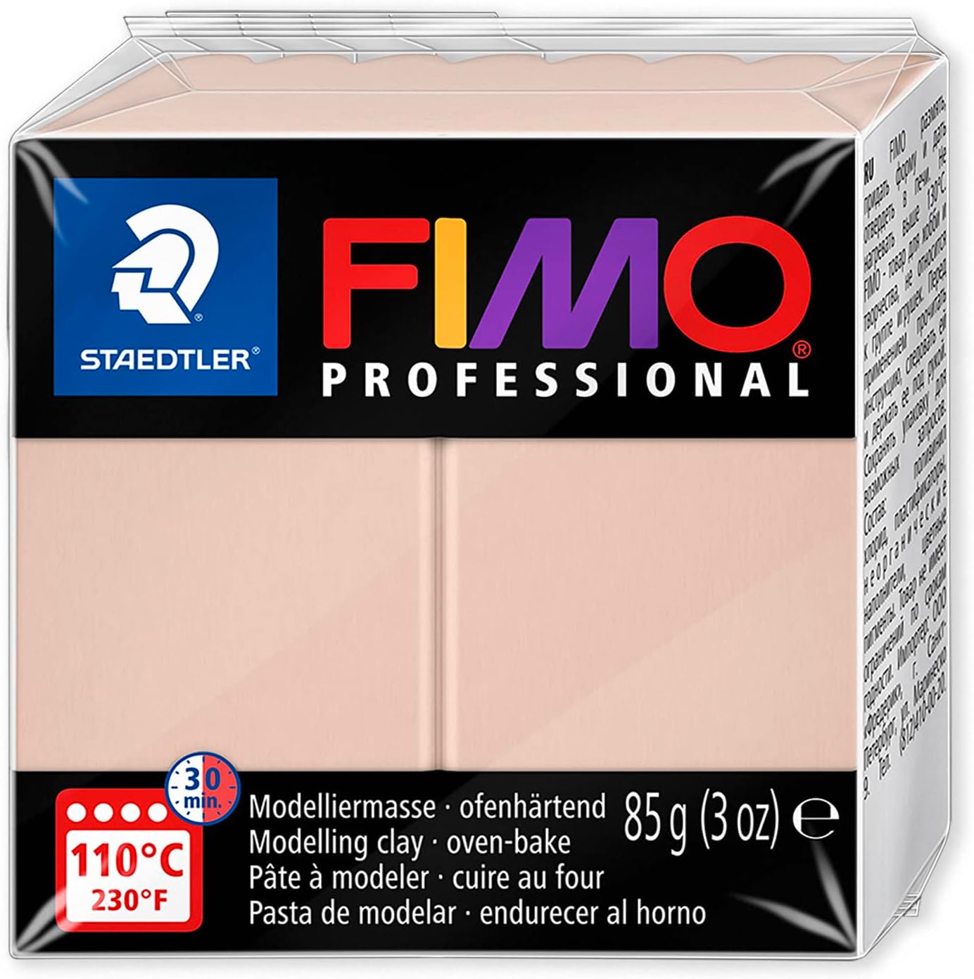 Staedtler 8004 FIMO Professional – Arcilla de modelado polimérica endurecedora para horno, paquete de 4 bloques de 3.00 oz, colores neutros