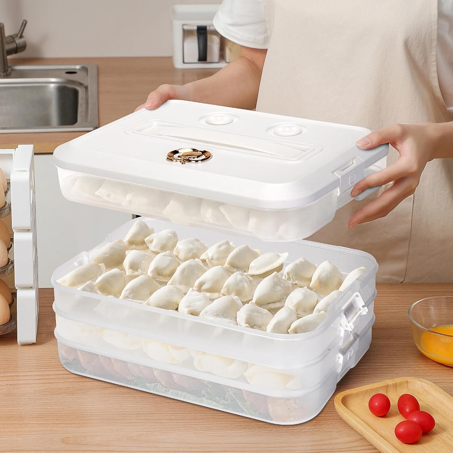 OFFKITSLY Contenedores de almacenamiento de alimentos con tapas, recipientes de plástico herméticos para almacenamiento de galletas, contenedores de