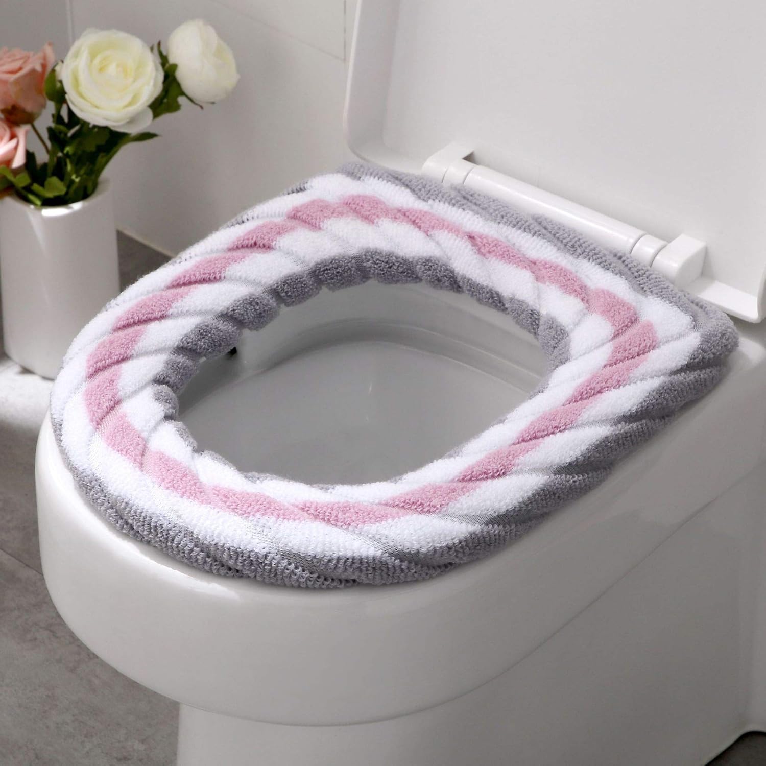 3 piezas de asientos de inodoro, cojín de asiento de inodoro suave y cálido lavable