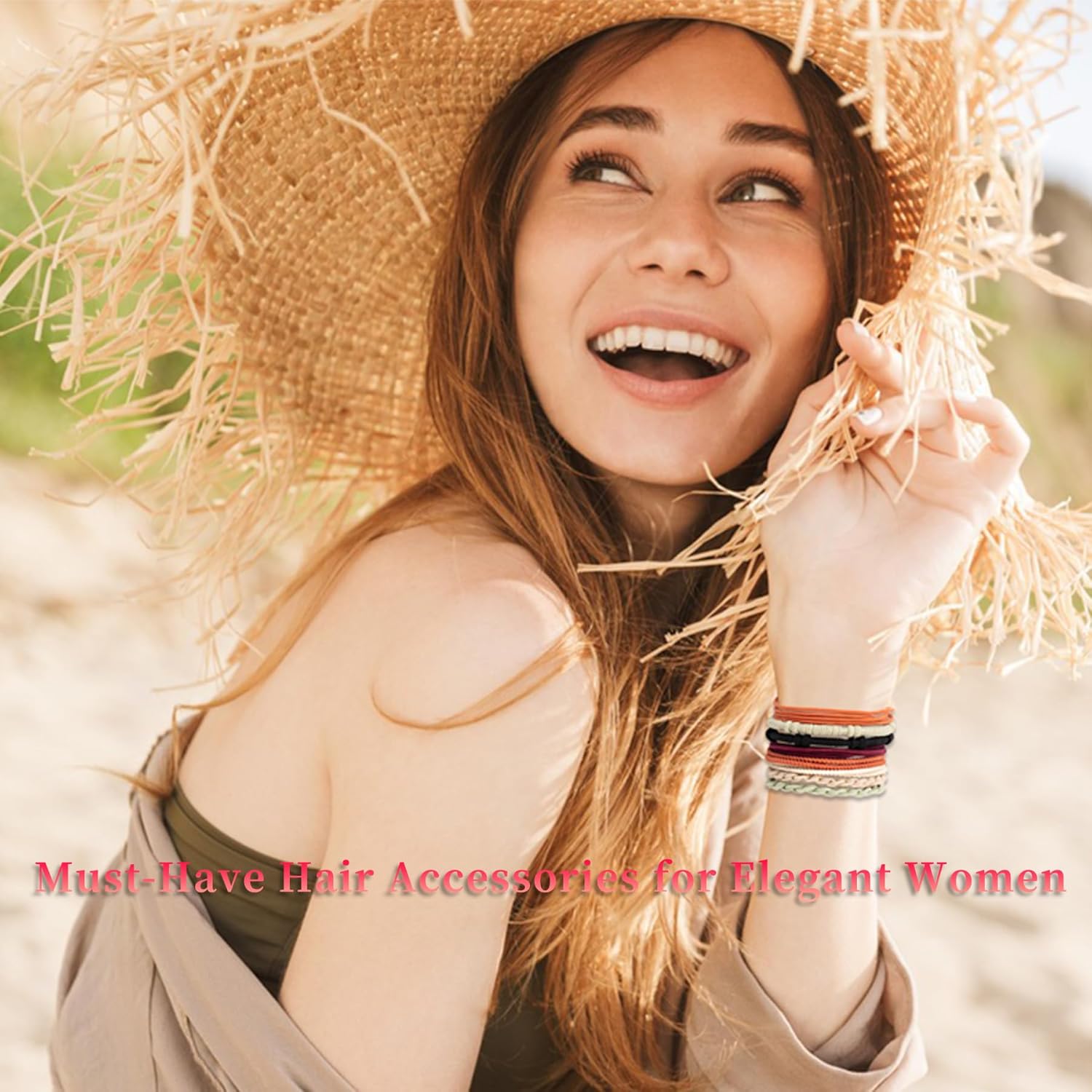 20 pulseras para el cabello, 5 estilos bohemios para mujer, bandas para el cabello para colas de caballo, buena pulsera elástica de doble uso y