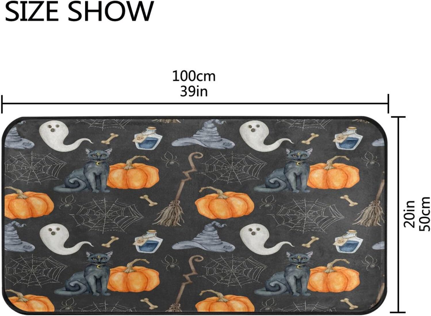Alfombra de cocina de calabaza de Halloween, lavable, antideslizante, antifatiga, tapete acolchado de espuma viscoelástica para el suelo de la