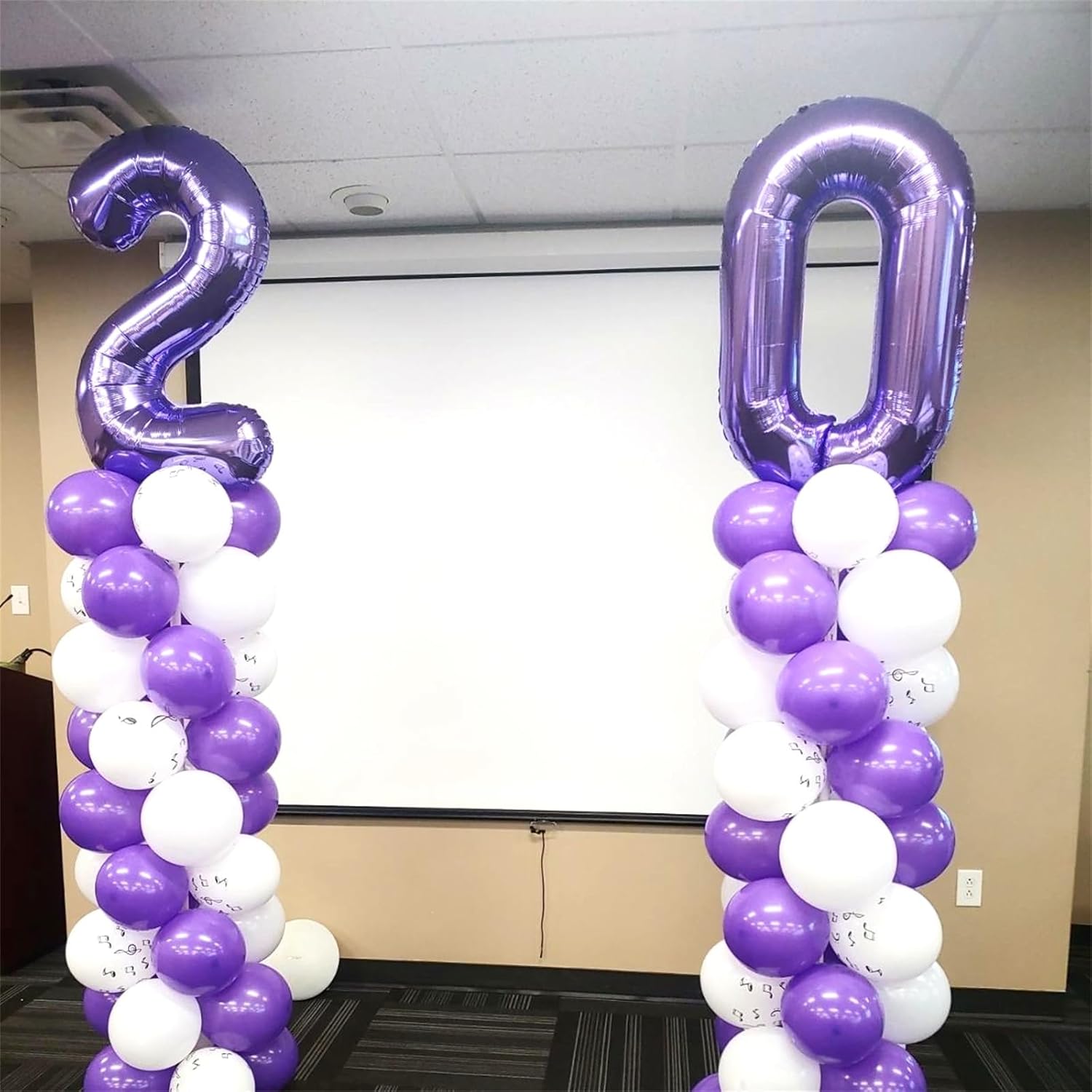 Globos morados de cumpleaños del número 70, globos grandes de 40 pulgadas de papel de aluminio de Mylar morado con el número 7 y 0 para mujeres,