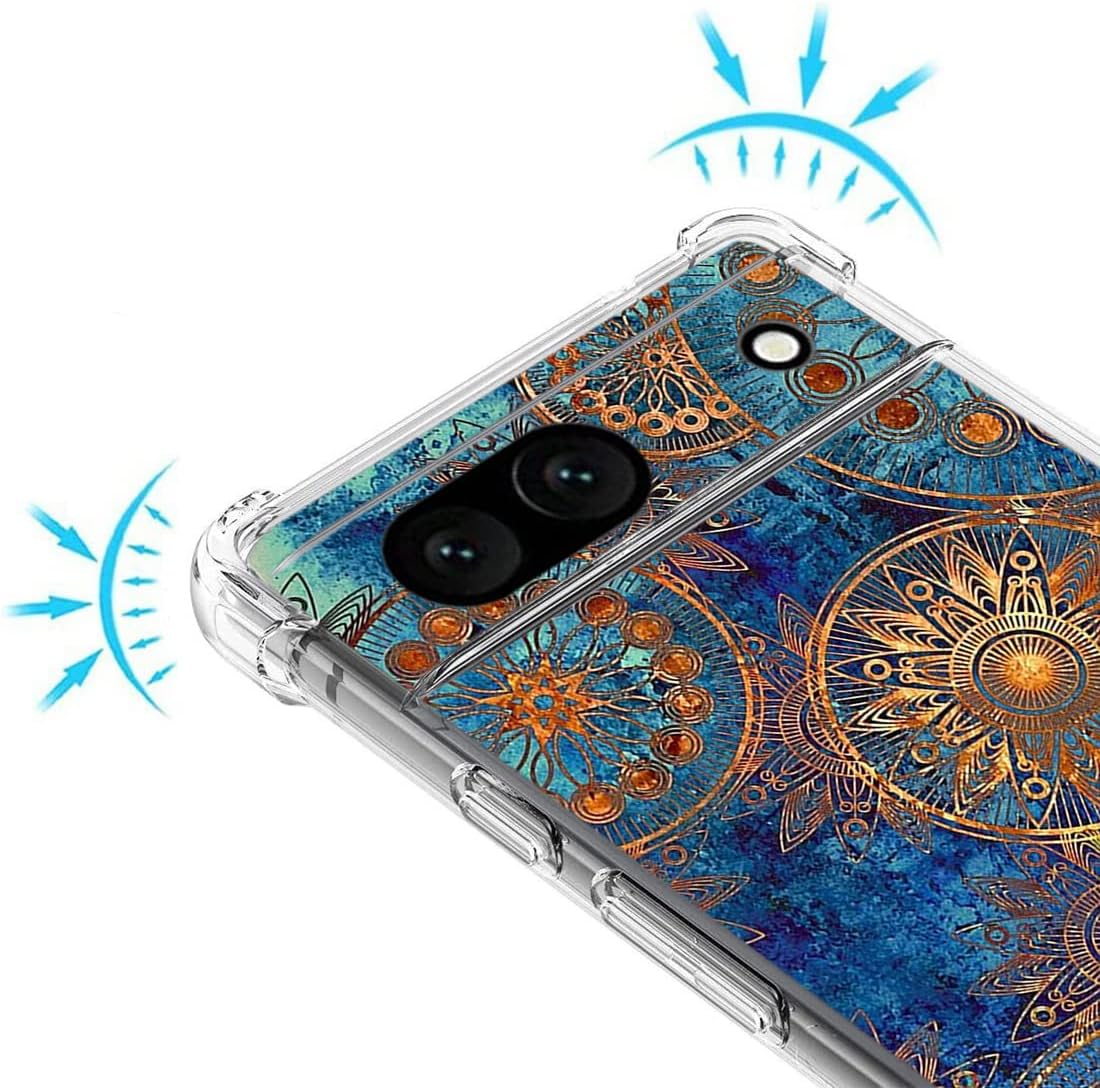 Funda para Google Pixel 7a, magníficos colores círculo Manala protección contra caídas caso TPU cuerpo completo protector resistente a los arañazos