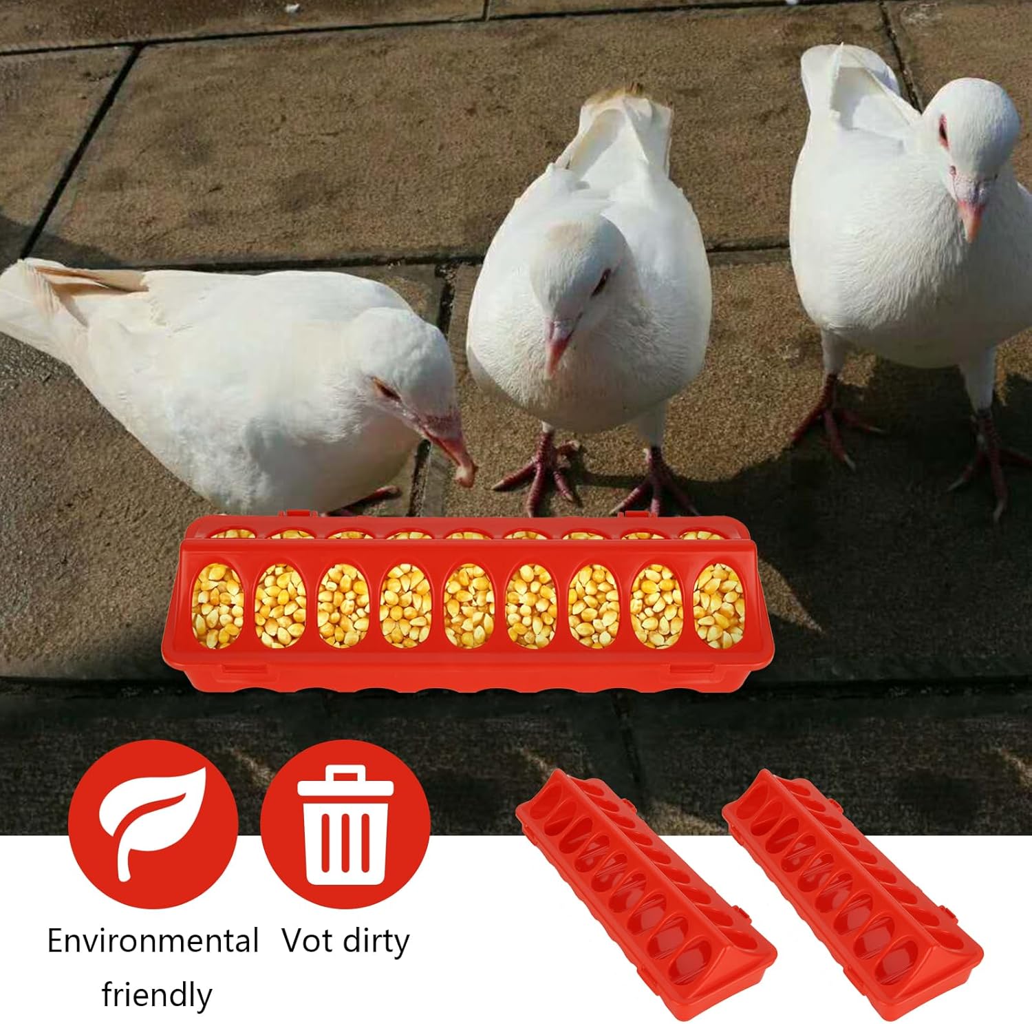 LANIAKEA Comedero para pollos, 10 unidades, comedero de aves de corral abatible, comedero de plástico para pollos sin ensuciar, sin desperdicios,