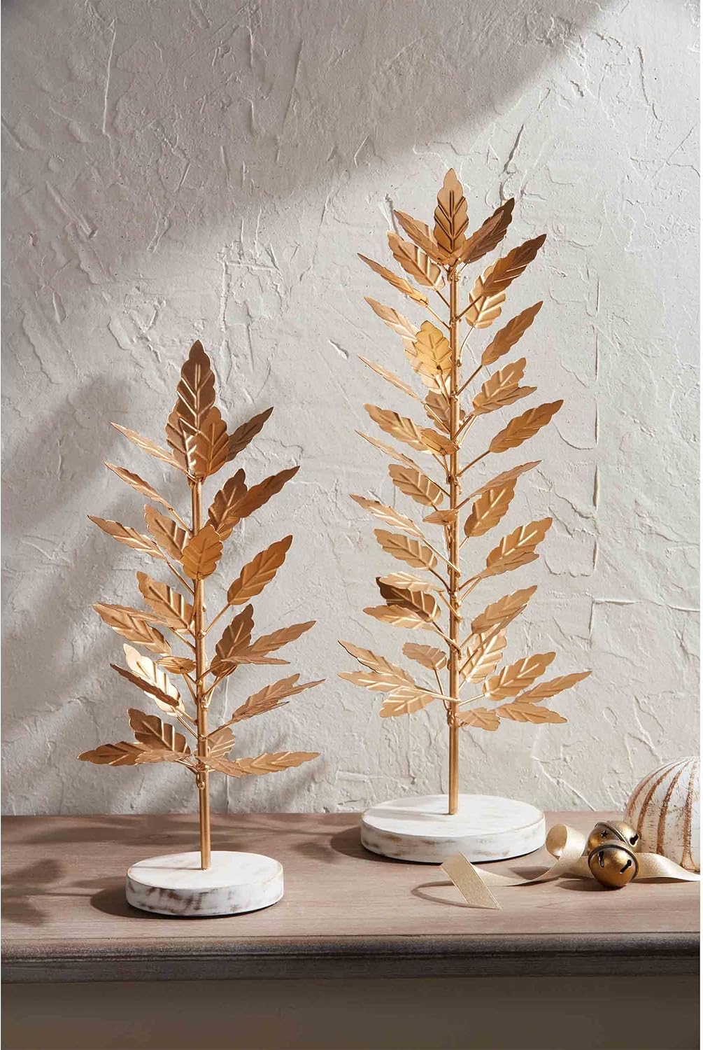 Mud Pie Árbol de hojas de metal dorado, 18 12 “x 5” de diámetro, grande