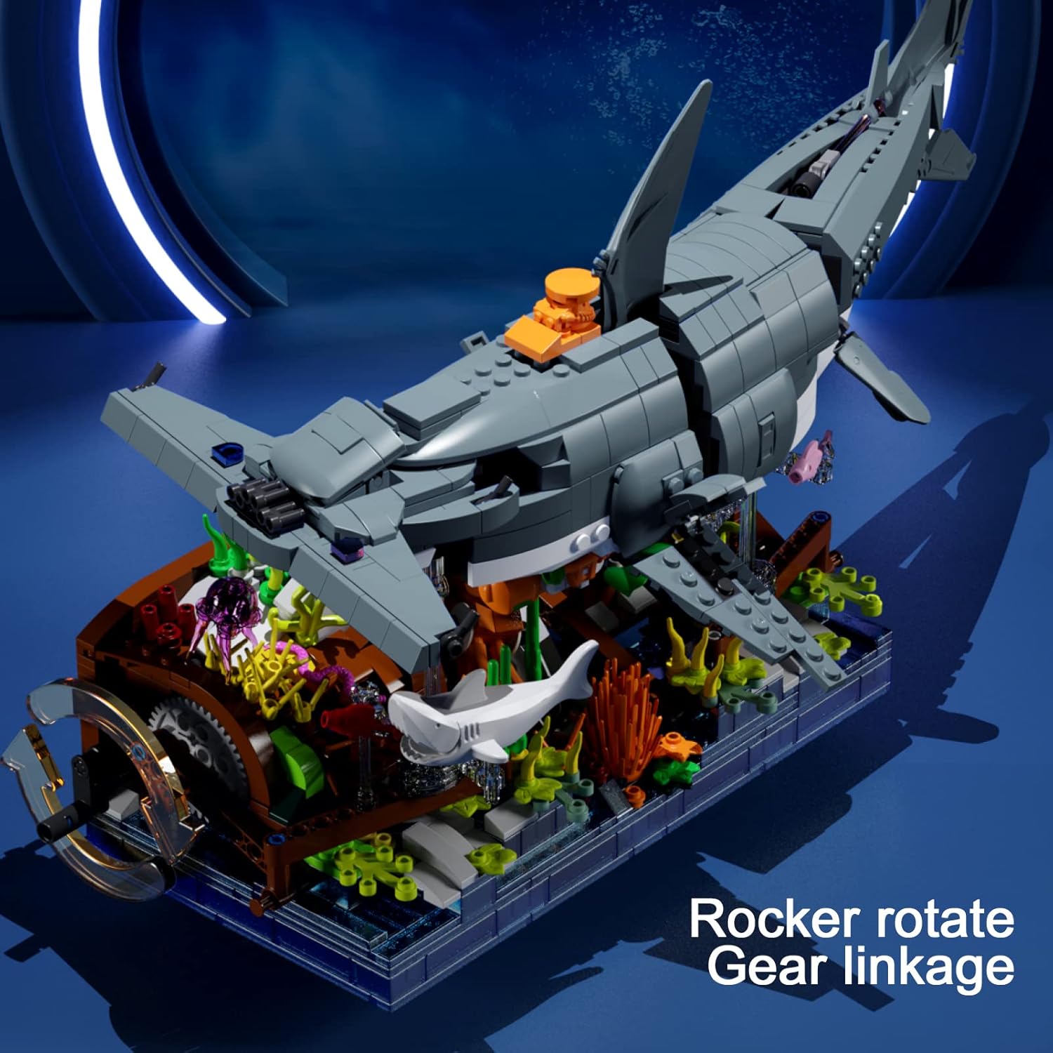 Deep Sea Creatures Hammerhead Shark Kit de bloques de construcción de 1141 piezas. Este juego de bloques de construcción de animales marinos se