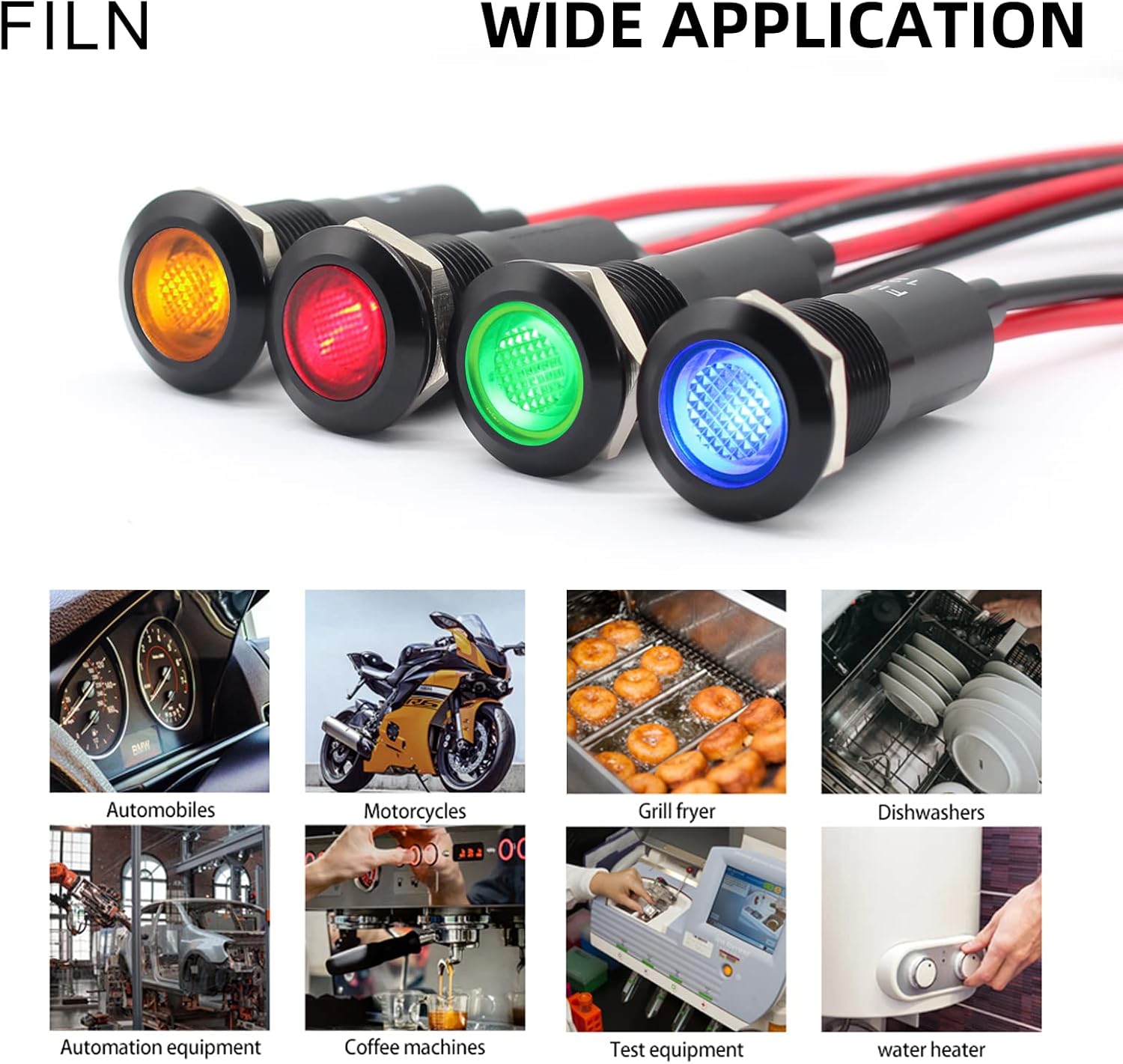 2 unids 0.472 in (12 “) Indicador LED Luz Indicadora Impermeable Metal Señal Lámpara 12V IP67 Piloto Dash Lámpara Cabeza Azul para Coche Barco Luz