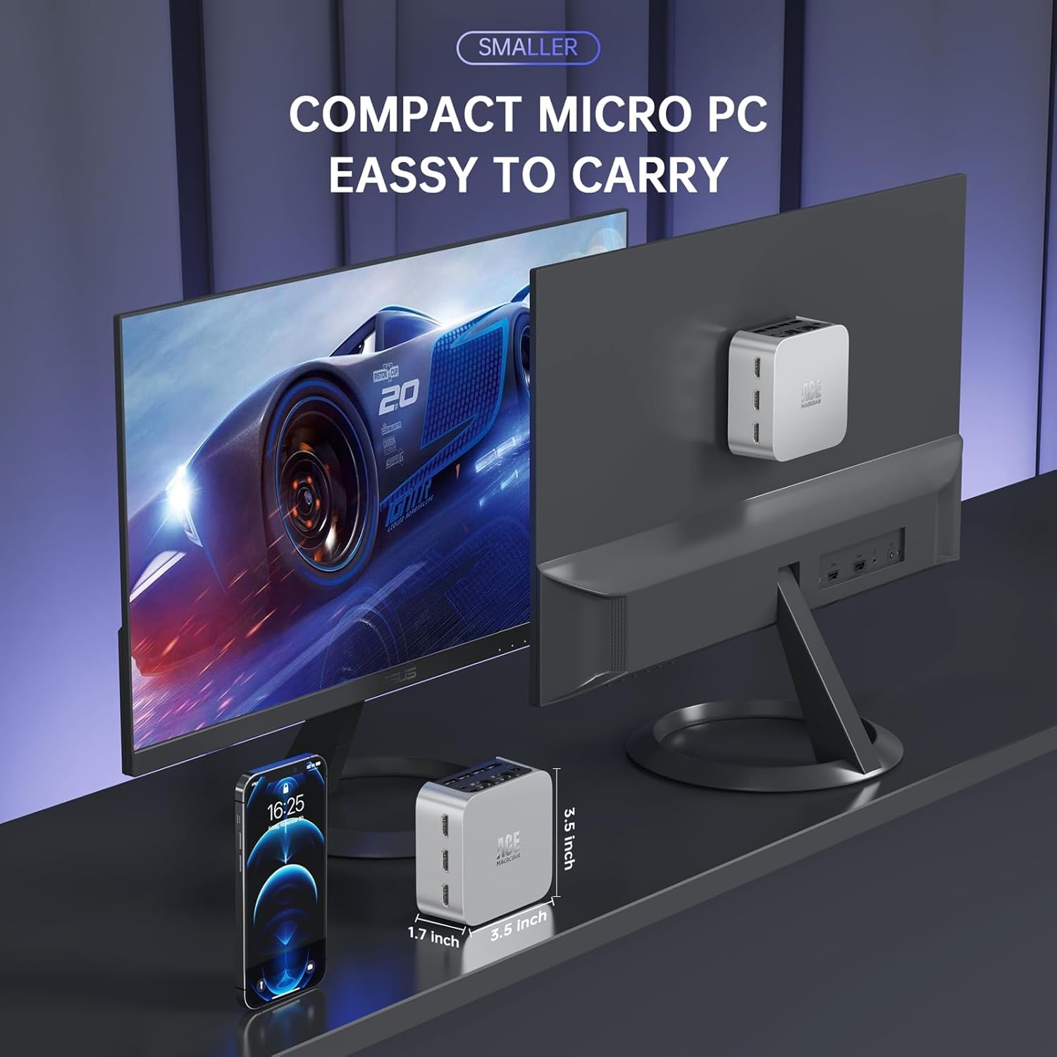 ACEMAGICIAN Mini PC Intel 12th N95 (hasta 3.4GHz) 12GB LPDDR5 256GB M.2 SSD Mini computadoras de escritorio, 3 HDMI Micro PC compatible con 4K UHD,