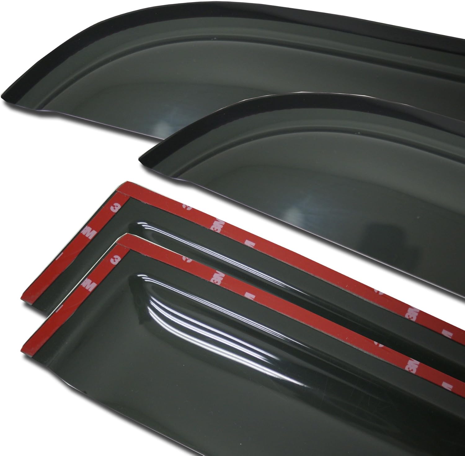 TuningPros WV-846 – Deflector de visera de ventana, protector de lluvia, color humo oscuro, juego de 4 piezas